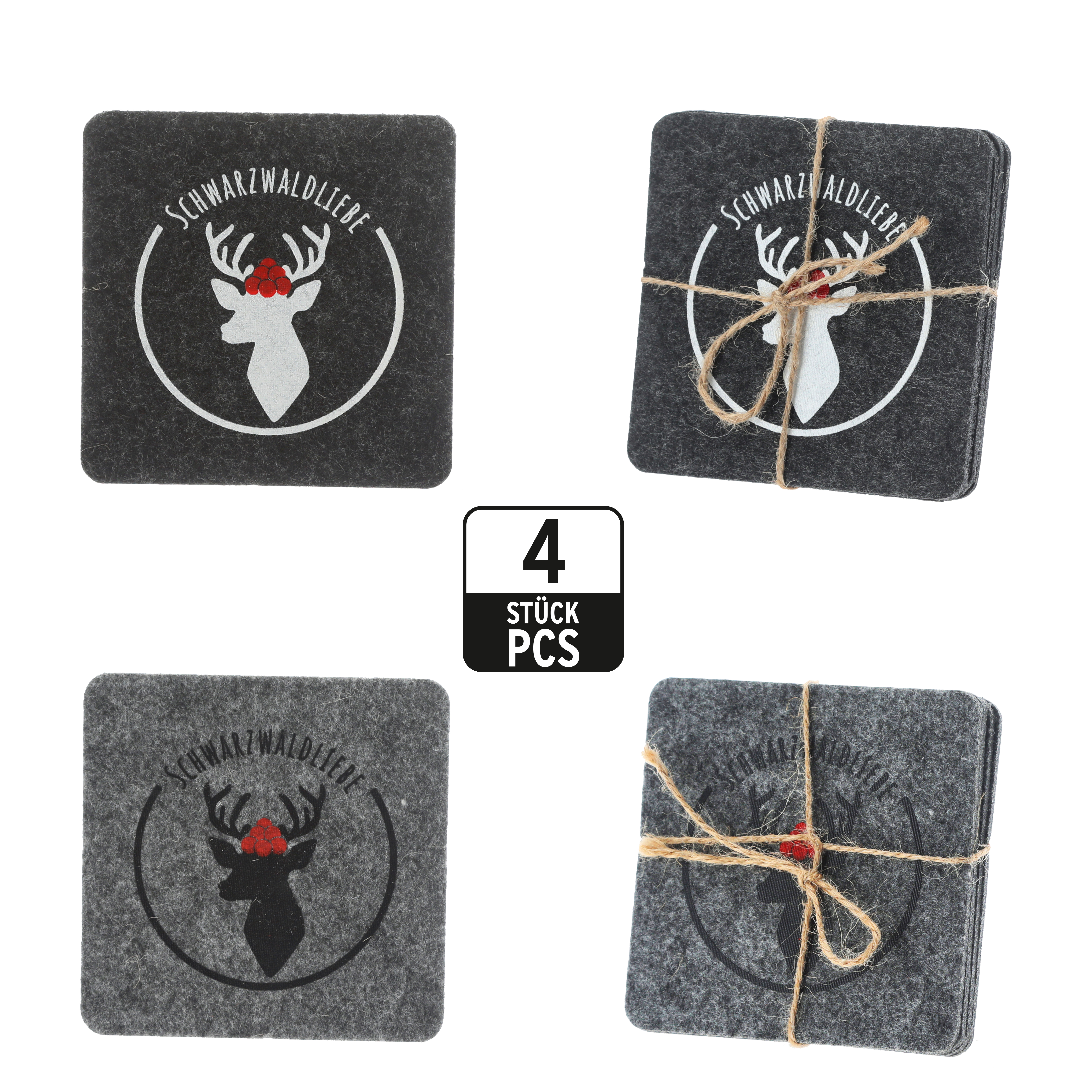Lot de 4 sous-verres Schwarzwaldliebe FILZ Lot de 4 sous-verres Schwarzwaldliebe FILZ