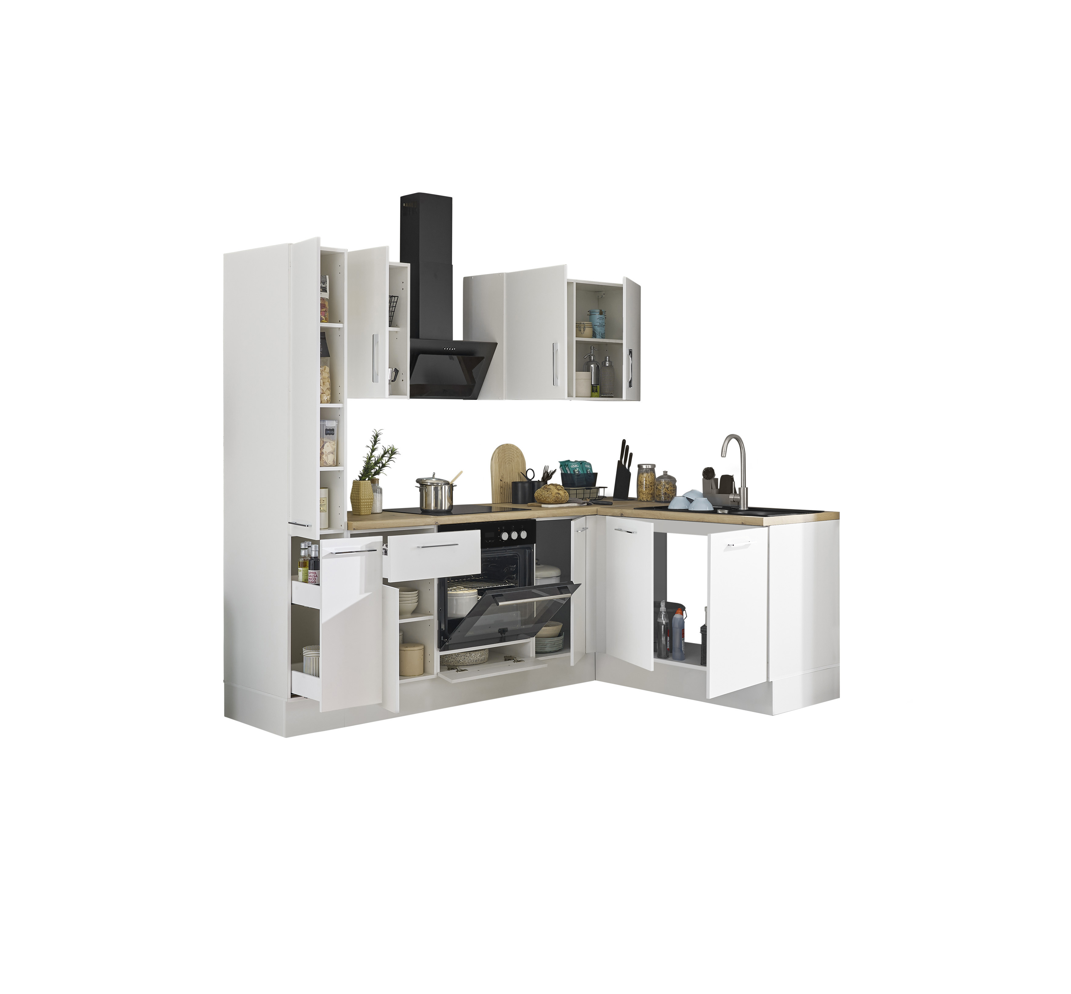 Bloc cuisine avec électroménager CORNWALL (cuisine d'angle-armoire coulissante) II