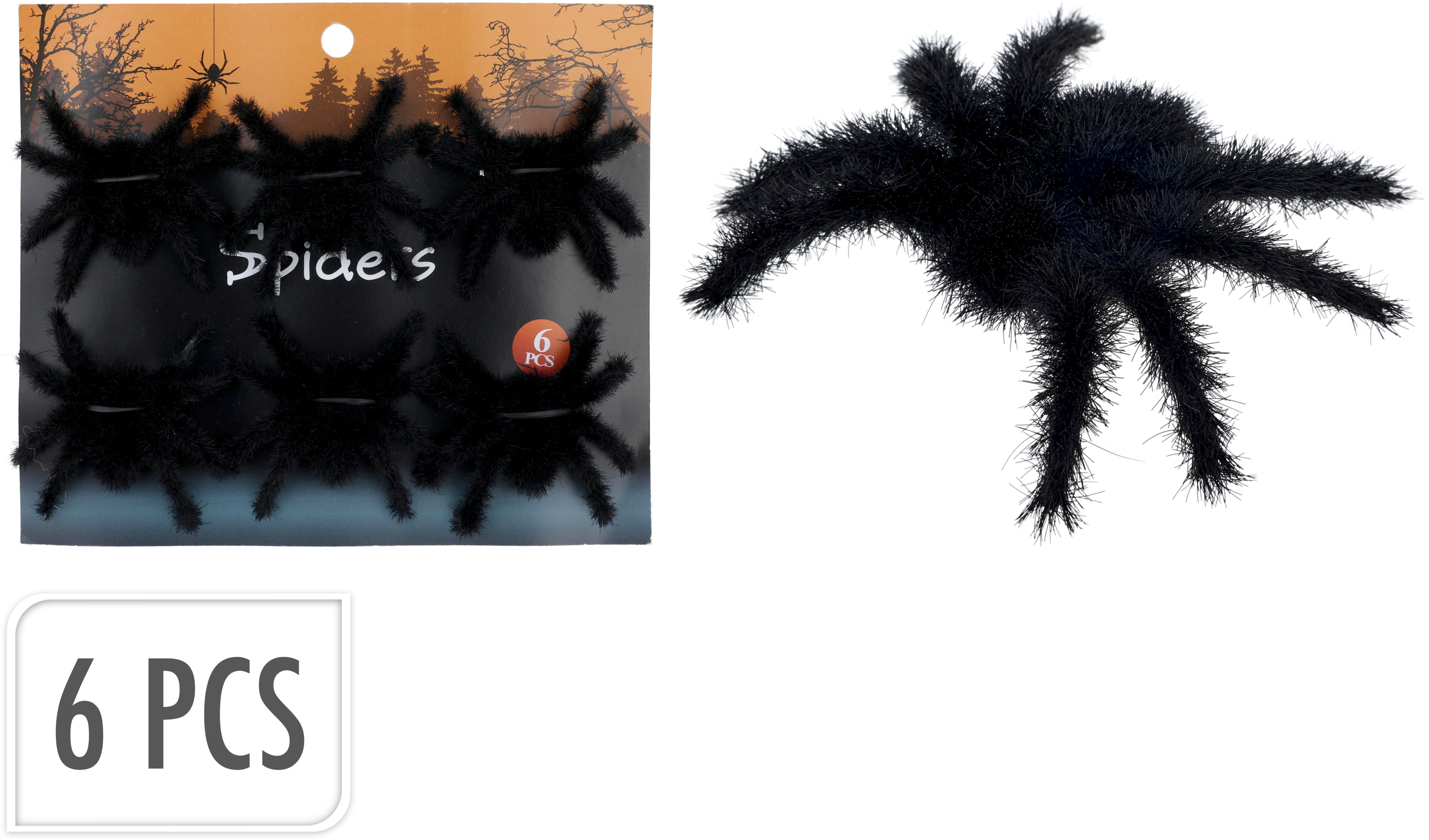 Lot de 6 araignées poilues HALLOWEEN Lot de 6 araignées poilues HALLOWEEN