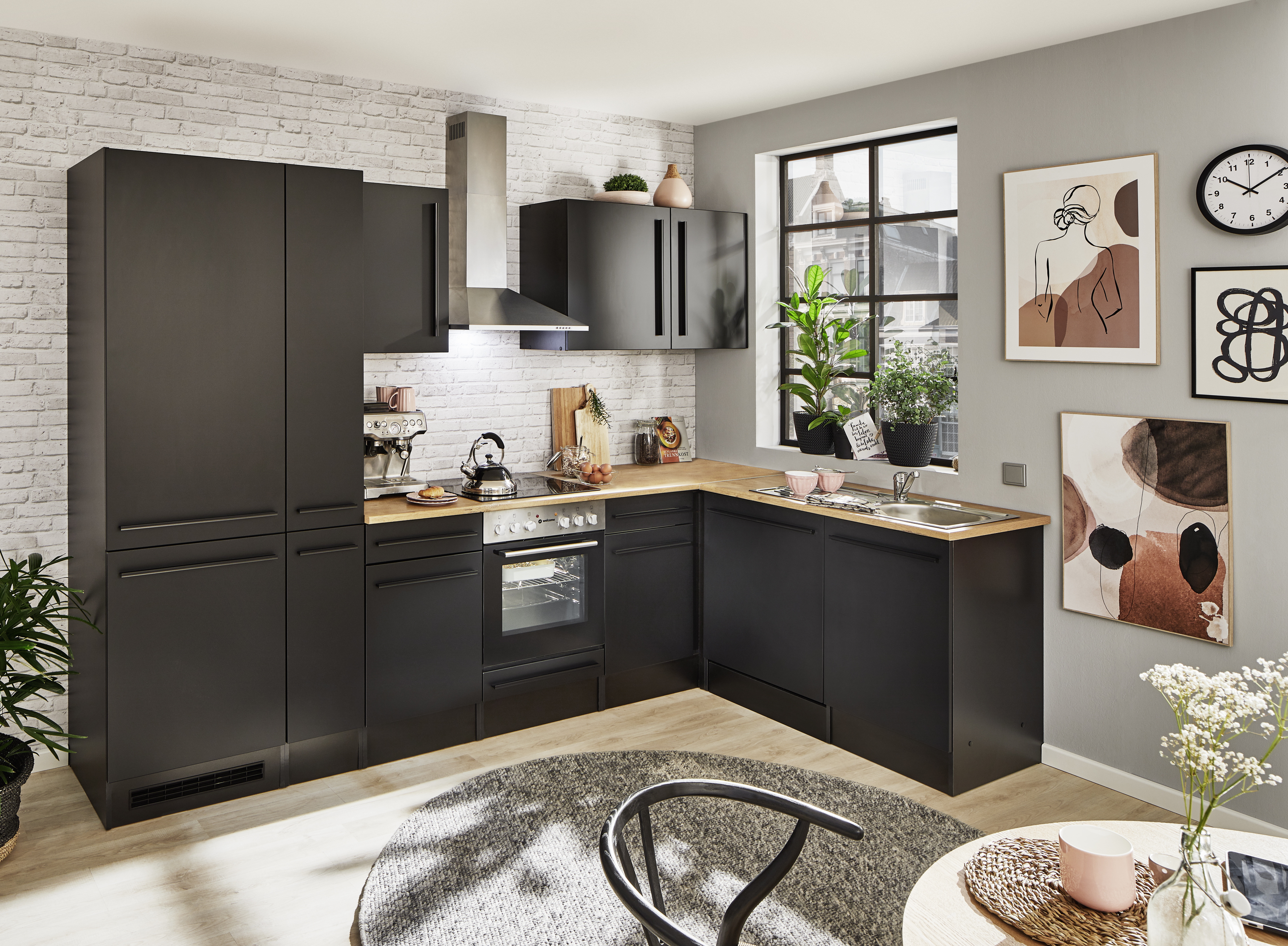 Bloc cuisine avec électroménager JAZZ 8 (angle-réfrigérateur-armoire coulissante) II