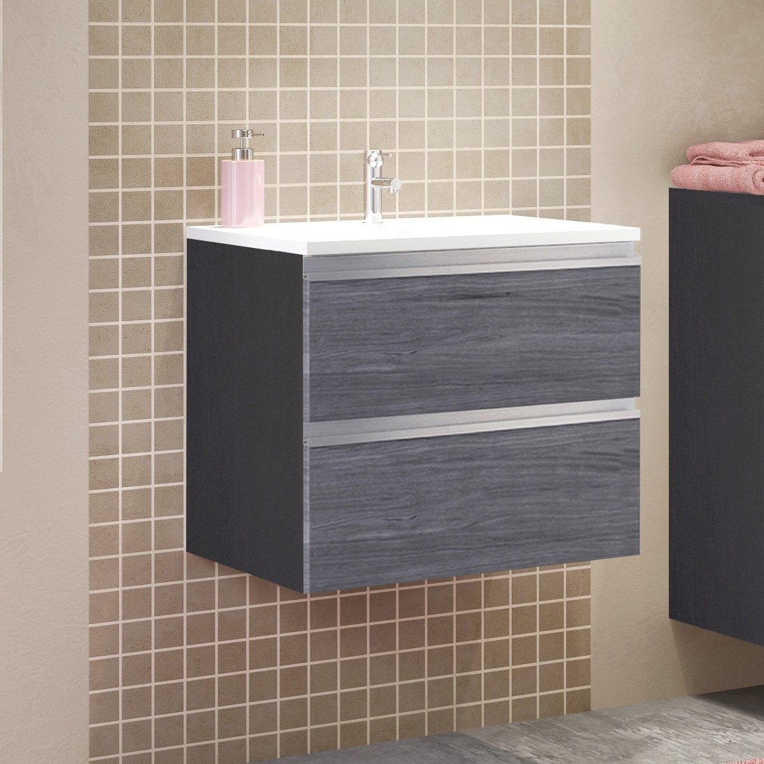 Meuble sous vasque avec lavabo 60 cm AREZZO