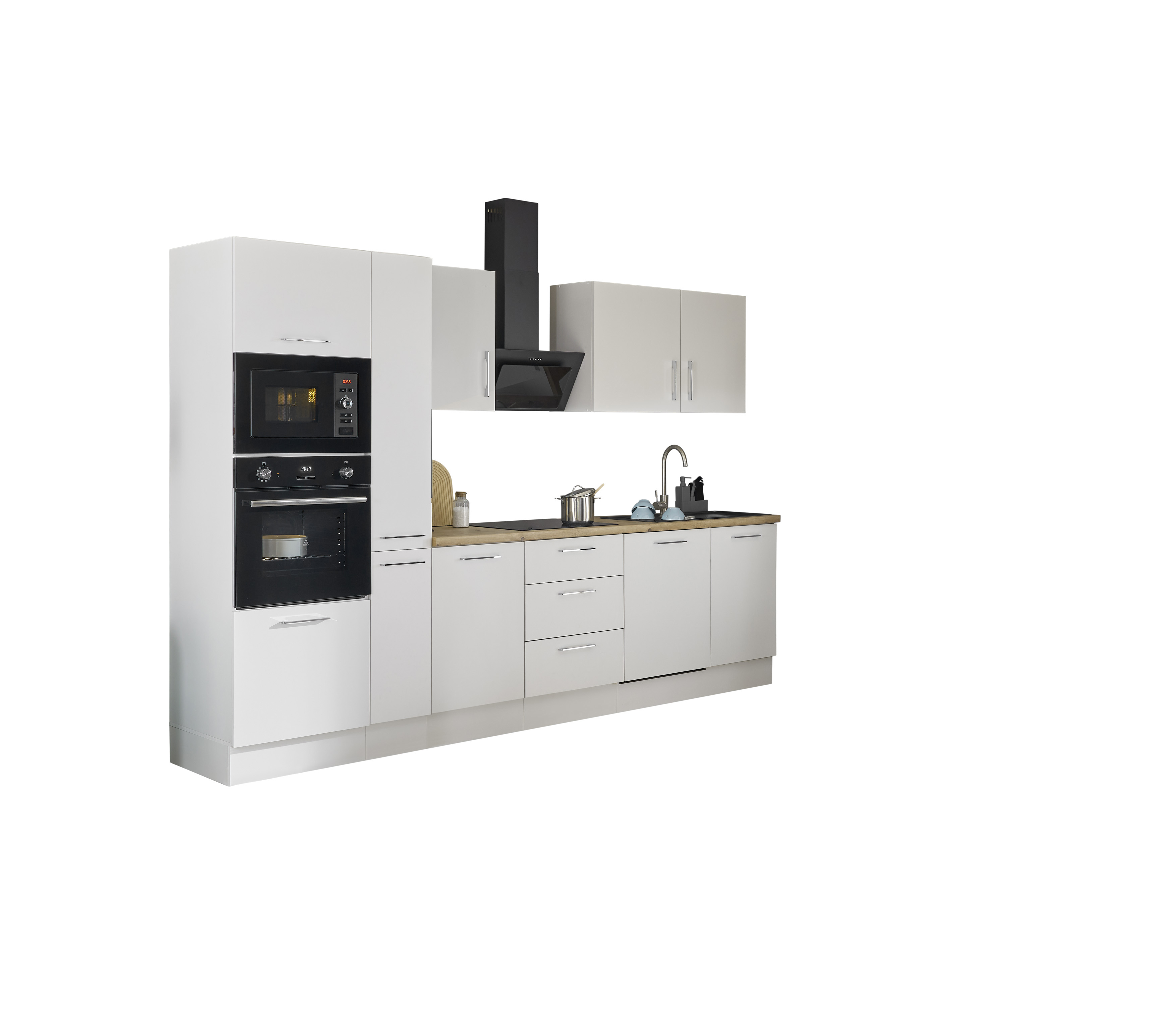 Bloc cuisine avec électroménager CORNWALL (bloc cuisine-four-lave-vaisselle-micro-ondes-armoire coulissante) II