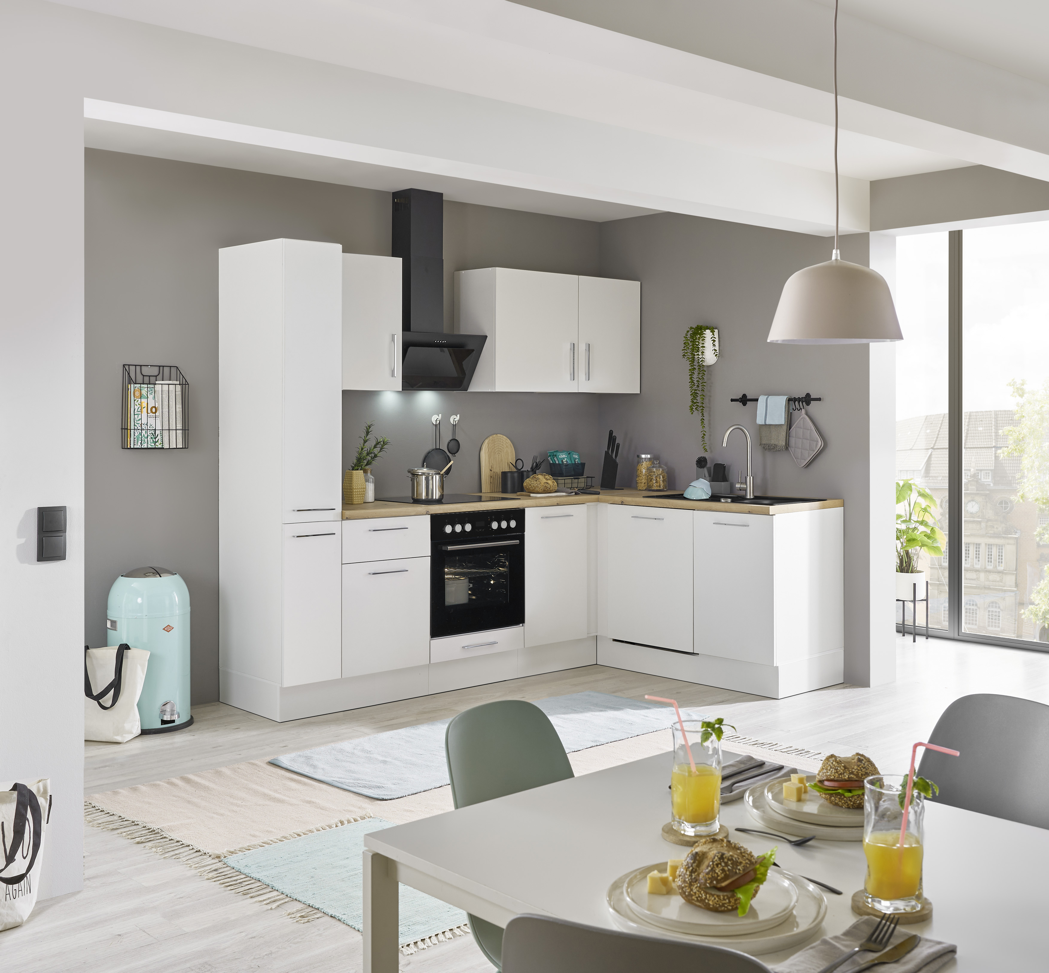 Bloc cuisine avec électroménager CORNWALL (cuisine d'angle-armoire coulissante-lave-vaisselle) II