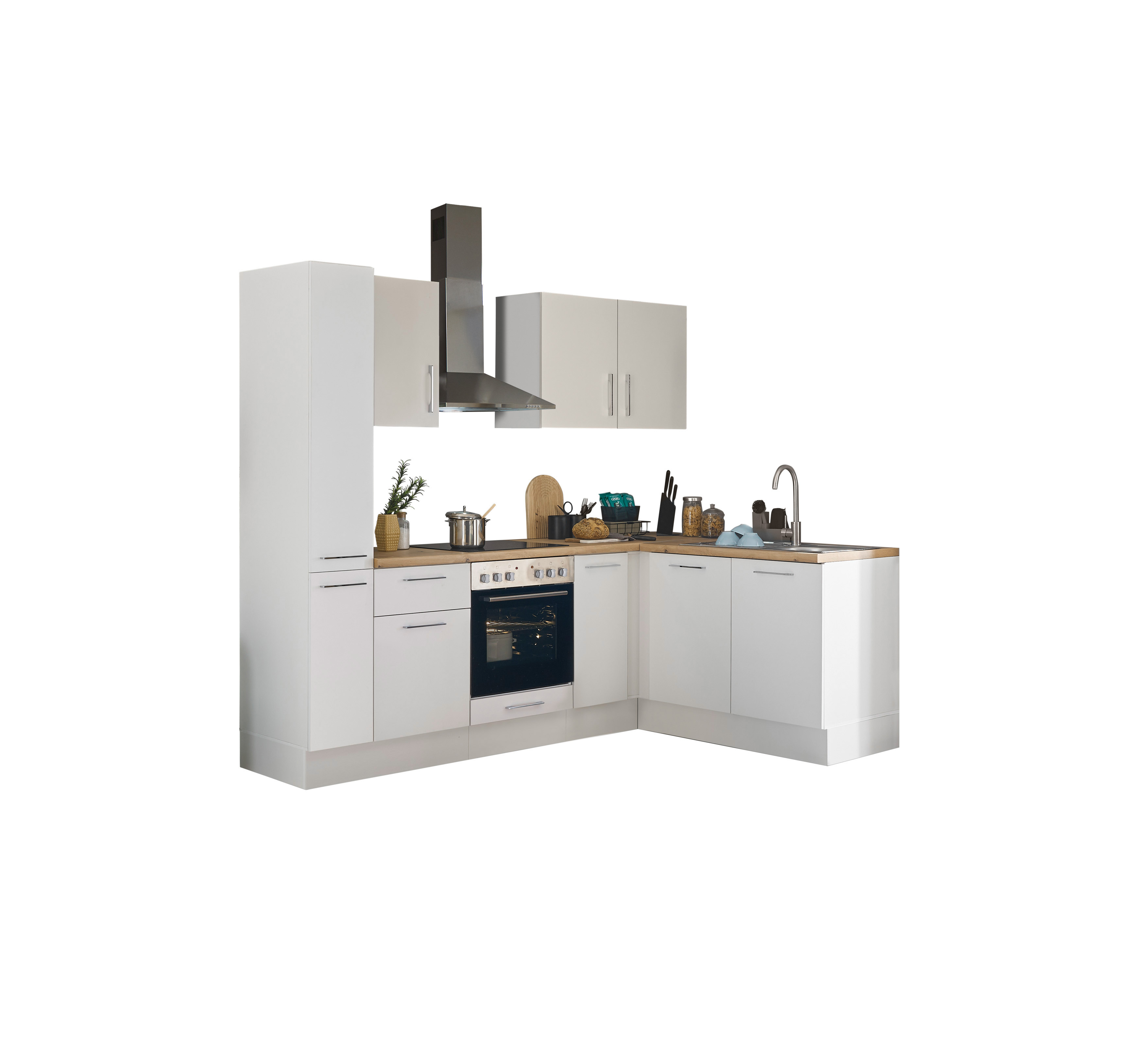 Bloc cuisine avec électroménager CORNWALL (cuisine d'angle-armoire coulissante) I