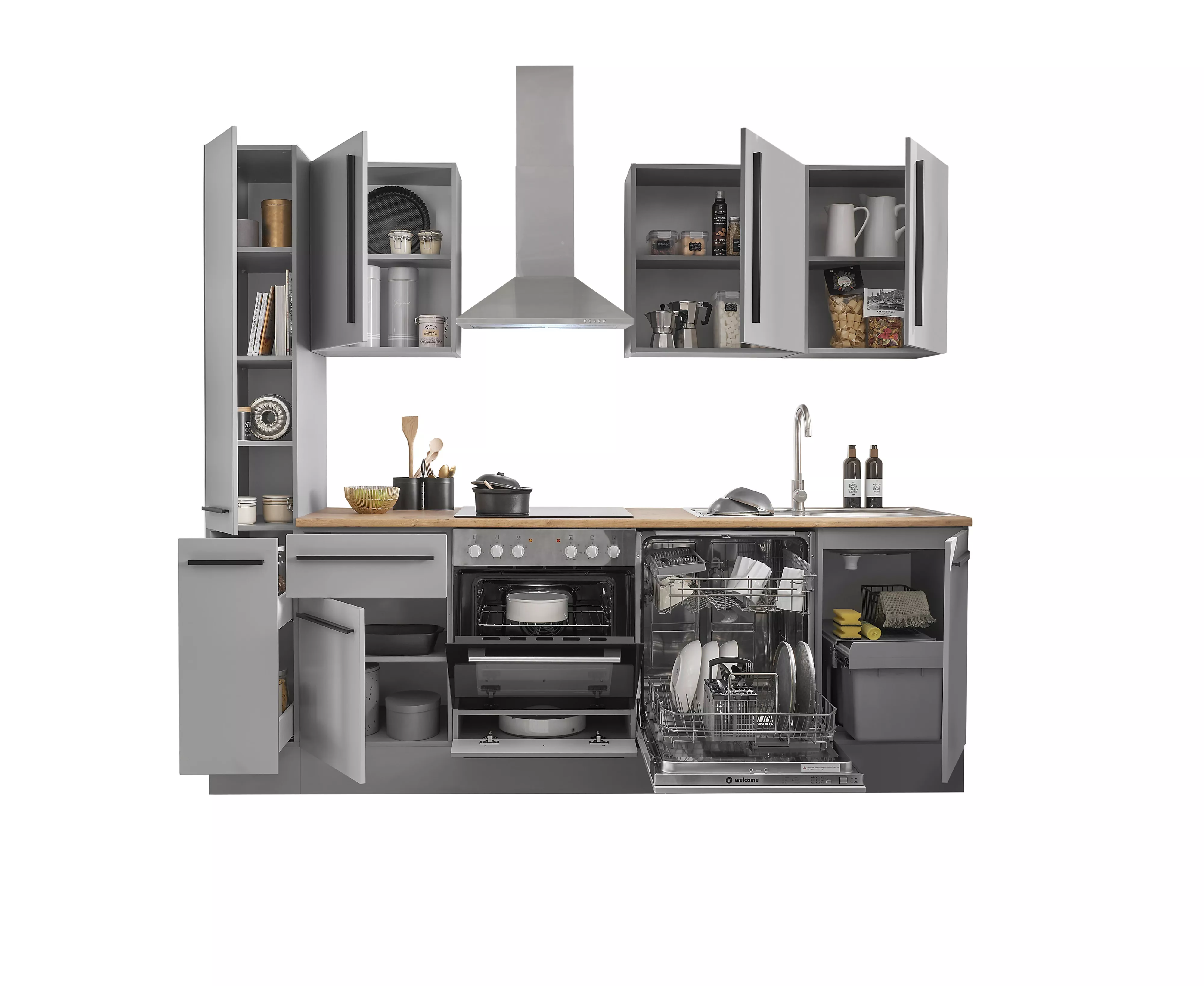 Bloc cuisine avec électroménager MANCHESTER (bloc cuisine-armoire coulissante) I