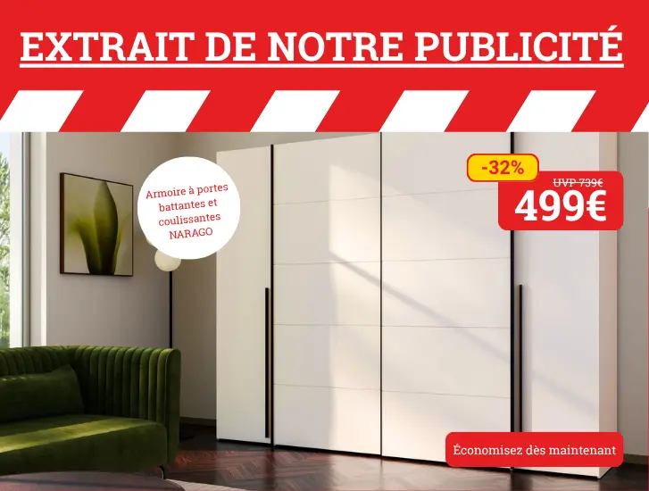 MEGA Prix! Armoire à portes battantes et coulissantes NARAGO -> Découvrez-la ici