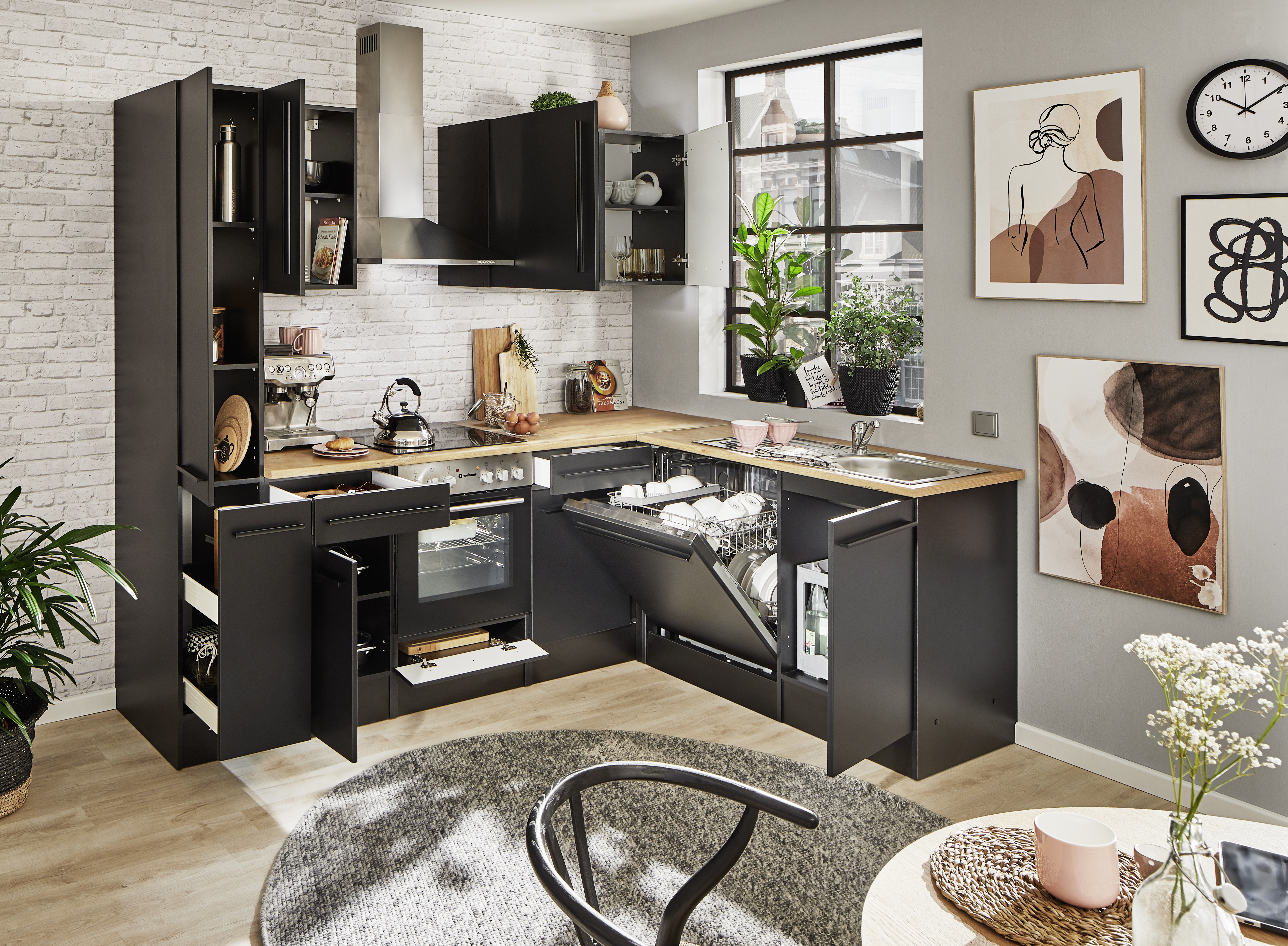 Bloc cuisine avec électroménager JAZZ 8 (cuisine d'angle-armoire coulissante) II