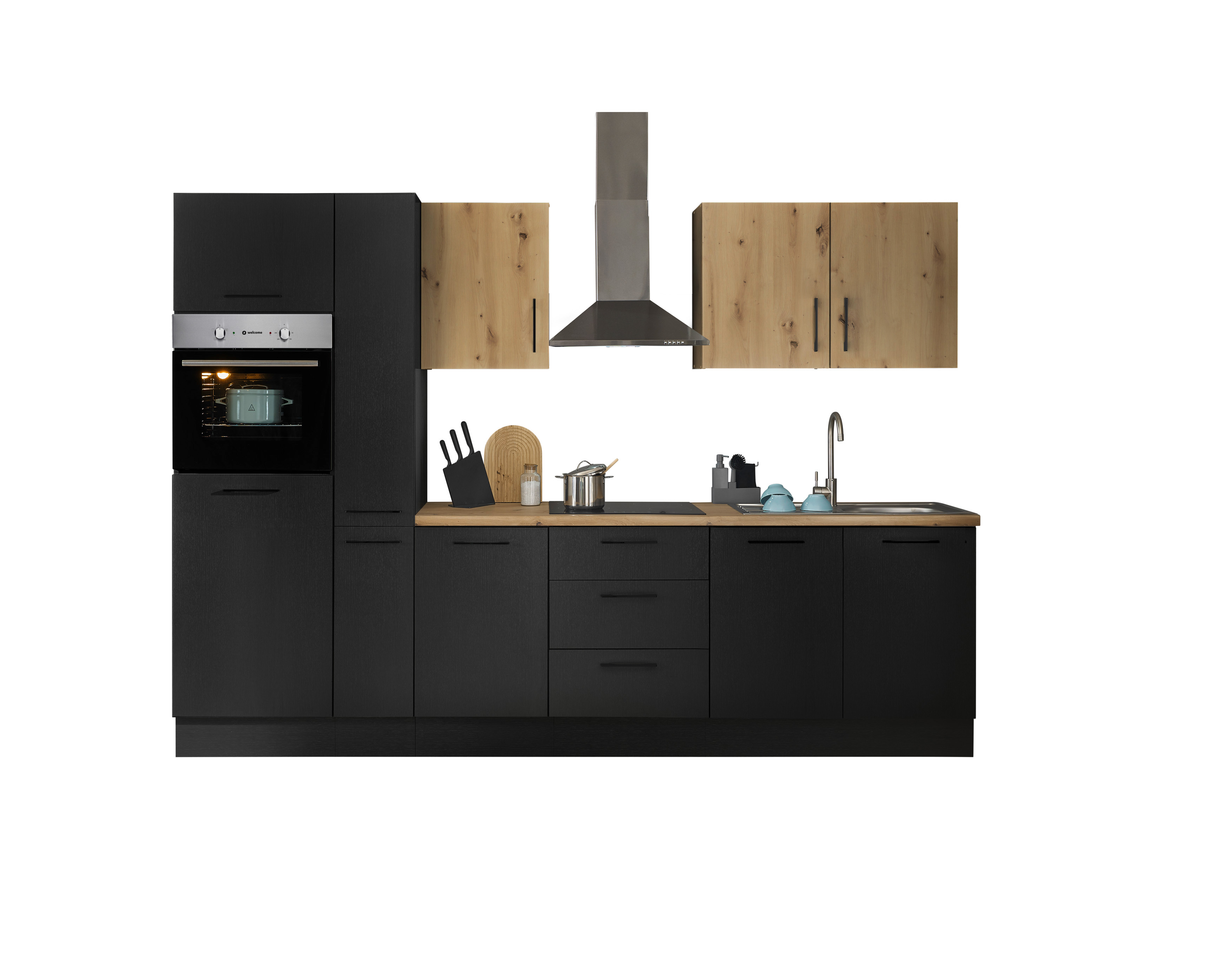 Bloc cuisine avec électroménager CORNWALL (bloc cuisine-four-réfrigérateur-armoire coulissante) V Bloc cuisine avec électroménager CORNWALL (bloc cuisine-four-réfrigérateur-armoire coulissante) V