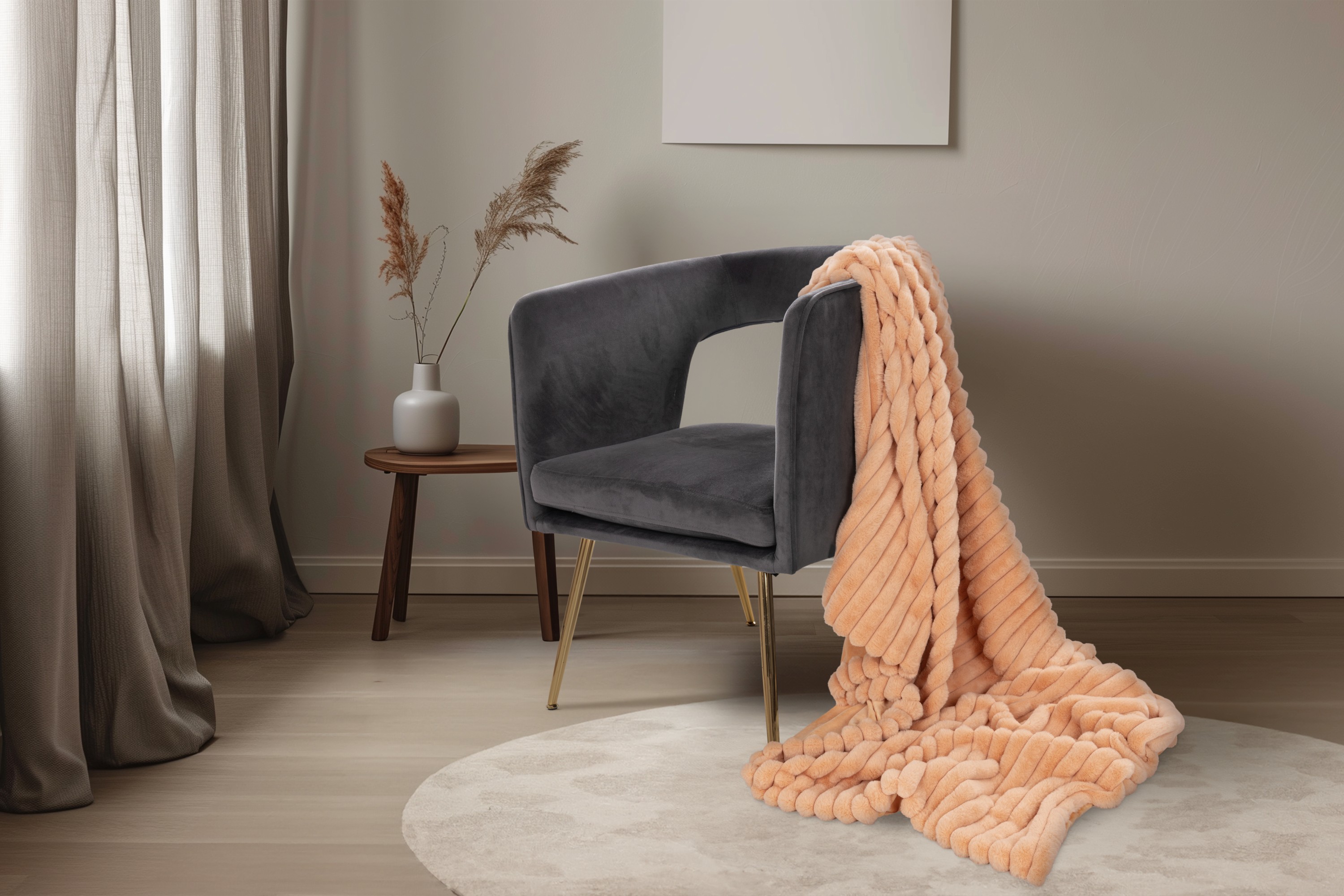 Plaid aspect velours côtelé PLUSH BLANKET