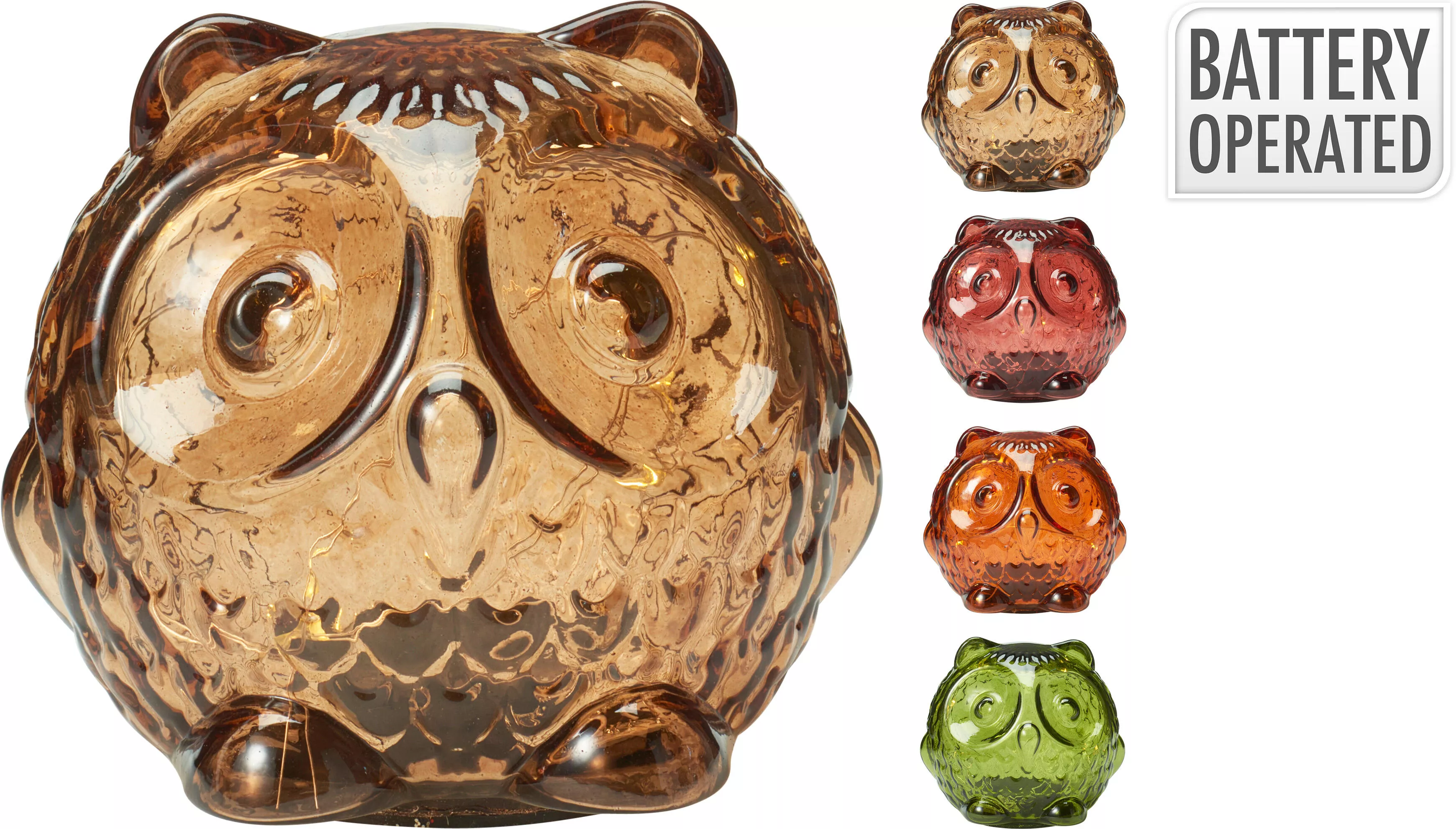 Hibou en verre avec LED HERBST