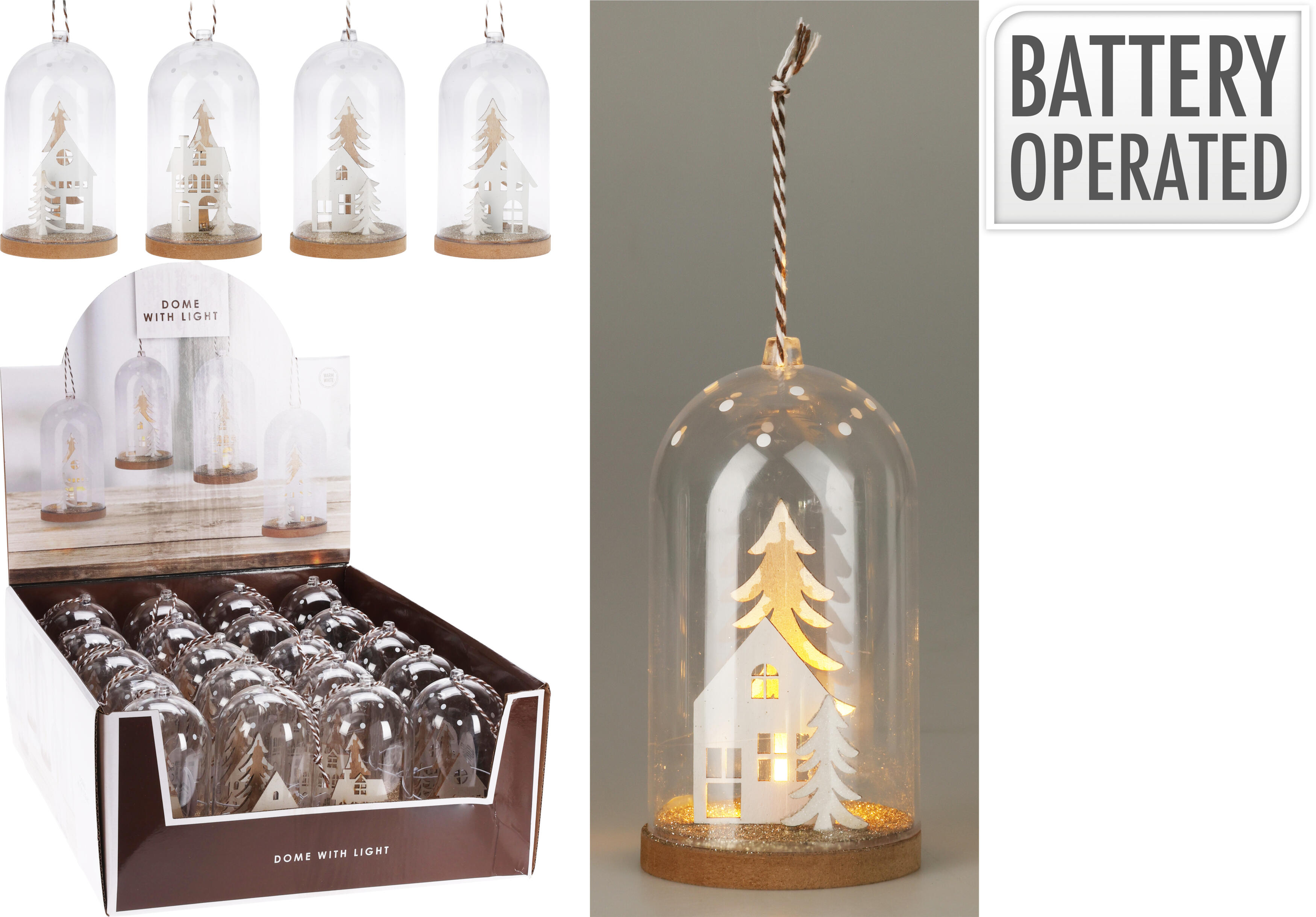 Maison sous cloche LED à suspendre CHRISTMAS Maison sous cloche LED à suspendre CHRISTMAS