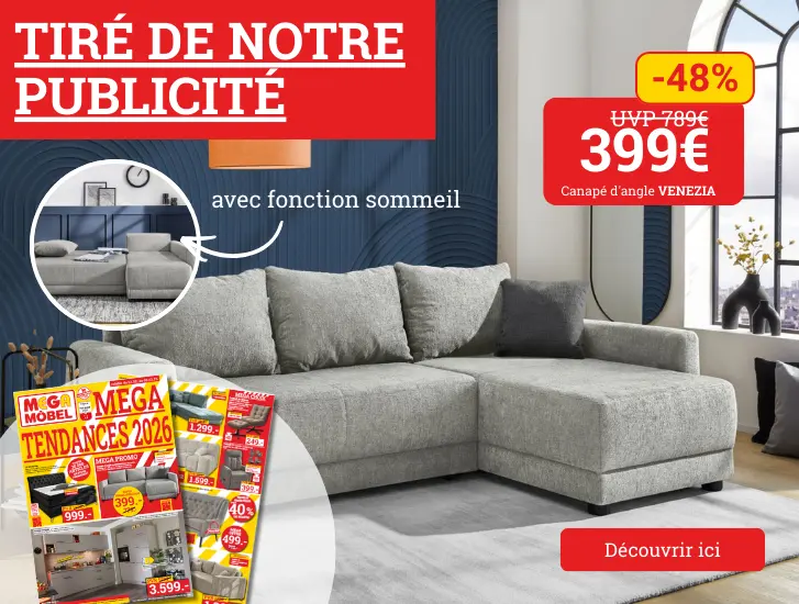 Extrait de notre brochure ! Canapé d'angle avec fonction VENEZIA
