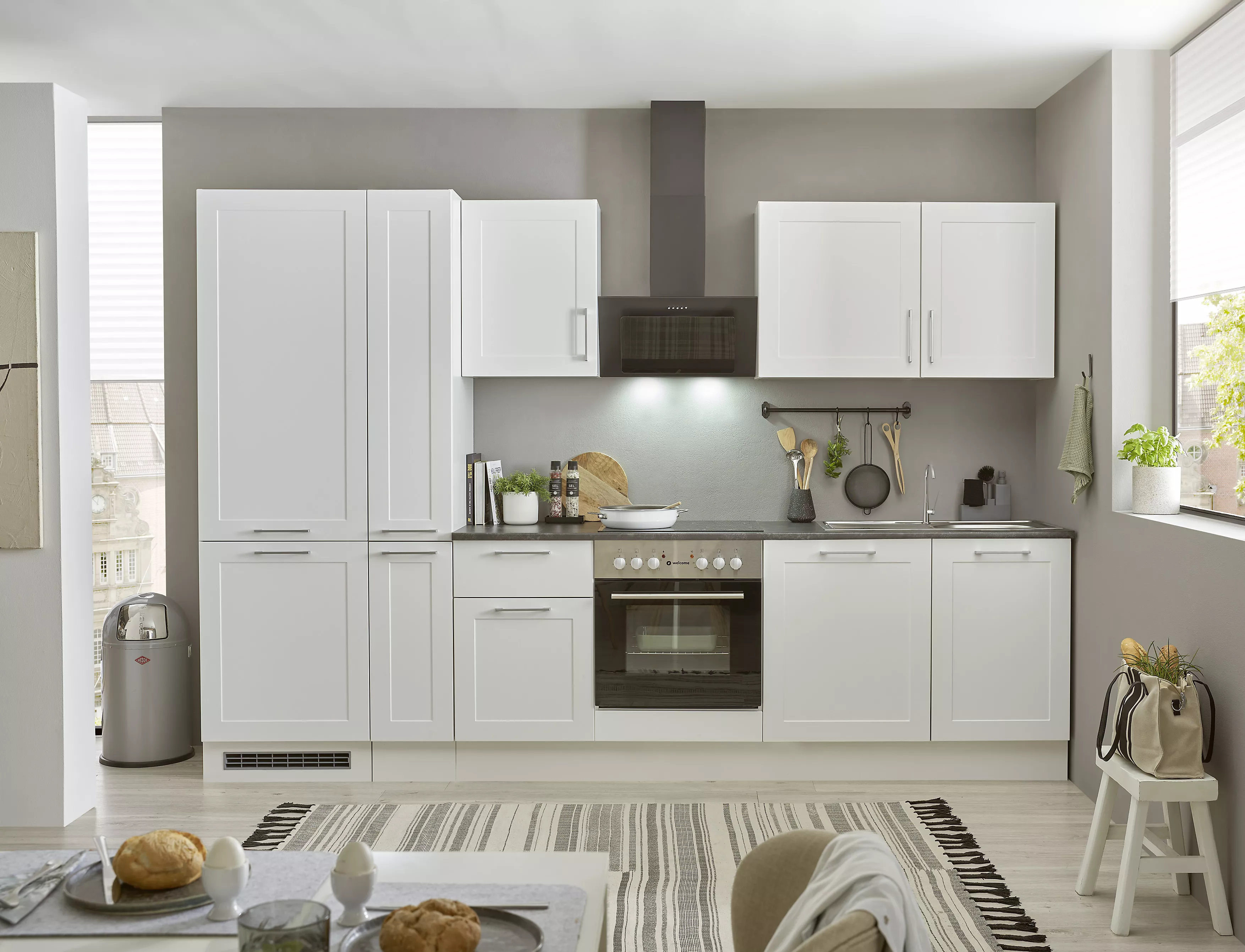 Bloc cuisine avec électroménager HASTINGS (bloc cuisine-frigo-armoire coulissante) I