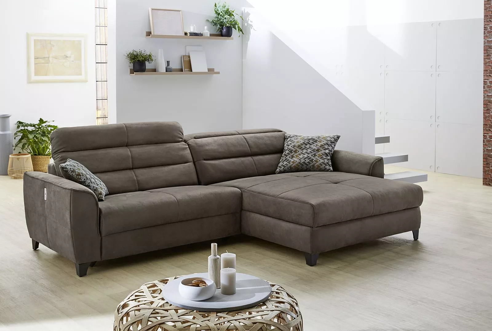 Canapé d'angle avec fonction relax DOUBLE-ONE