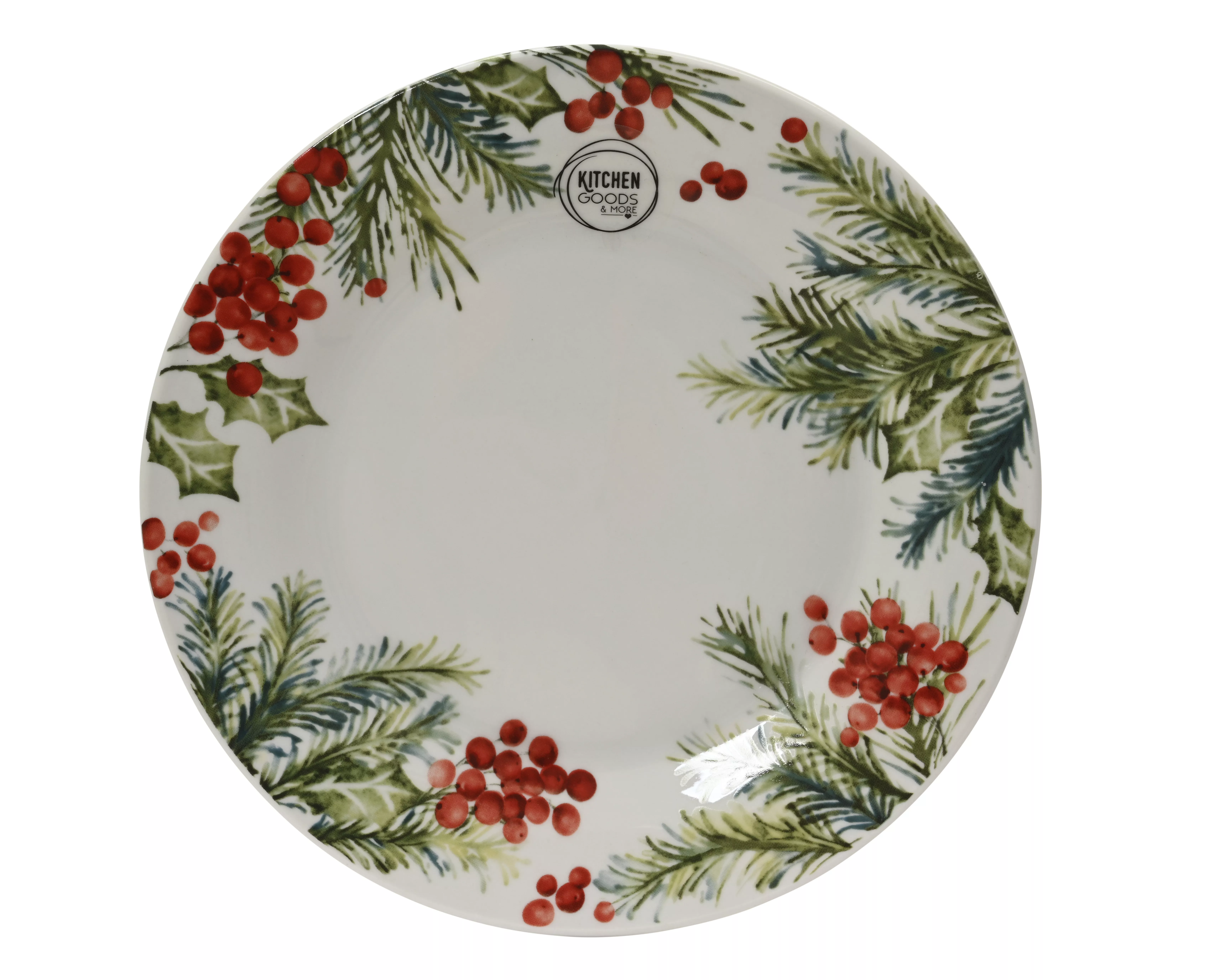 Assiette motif branche avec baies CHRISTMAS