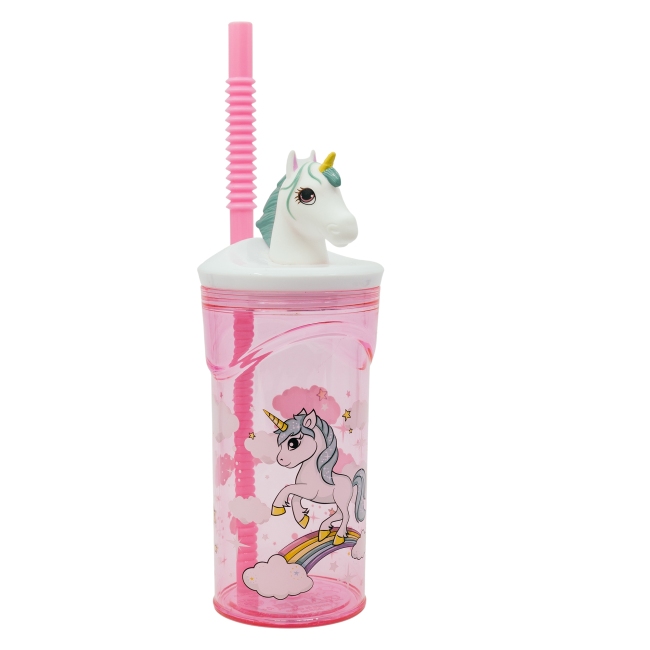 Gourde 3D avec paille licorne RAINBOW