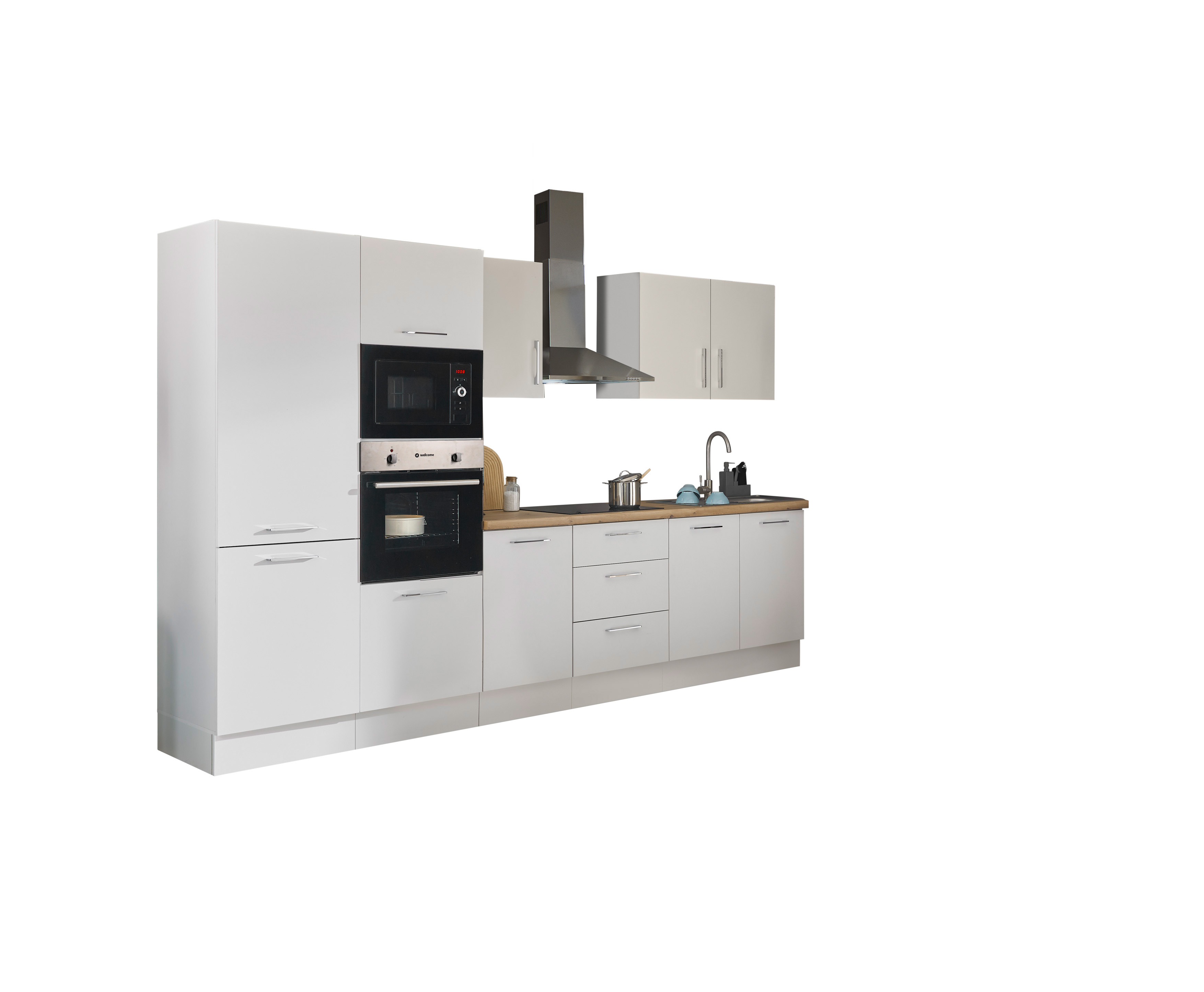 Bloc cuisine avec électroménager CORNWALL (bloc cuisine-four-réfrigérateur-micro-ondes) I
