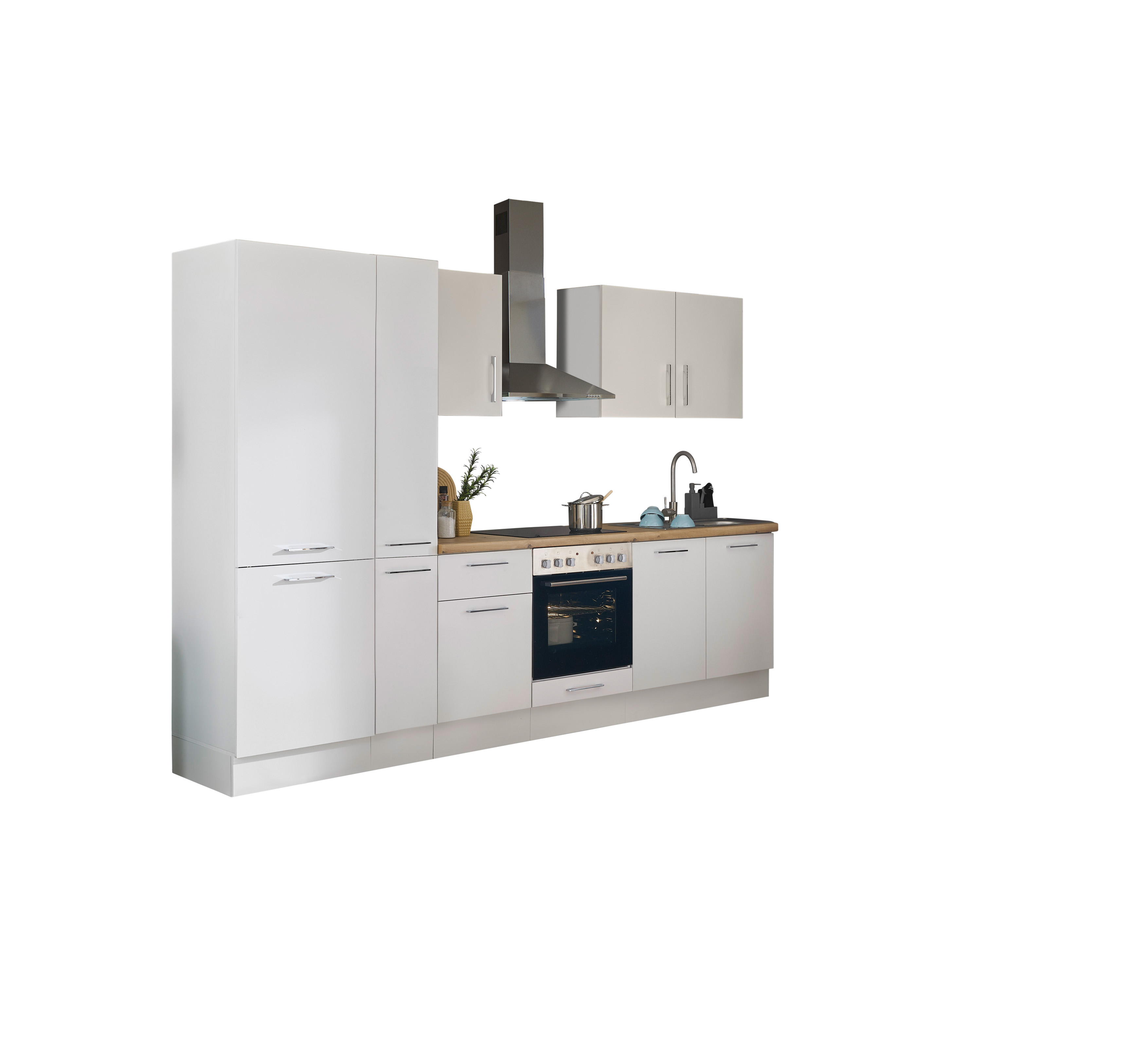 Bloc cuisine avec électroménager CORNWALL (bloc cuisine-réfrigérateur-armoire coulissante) I