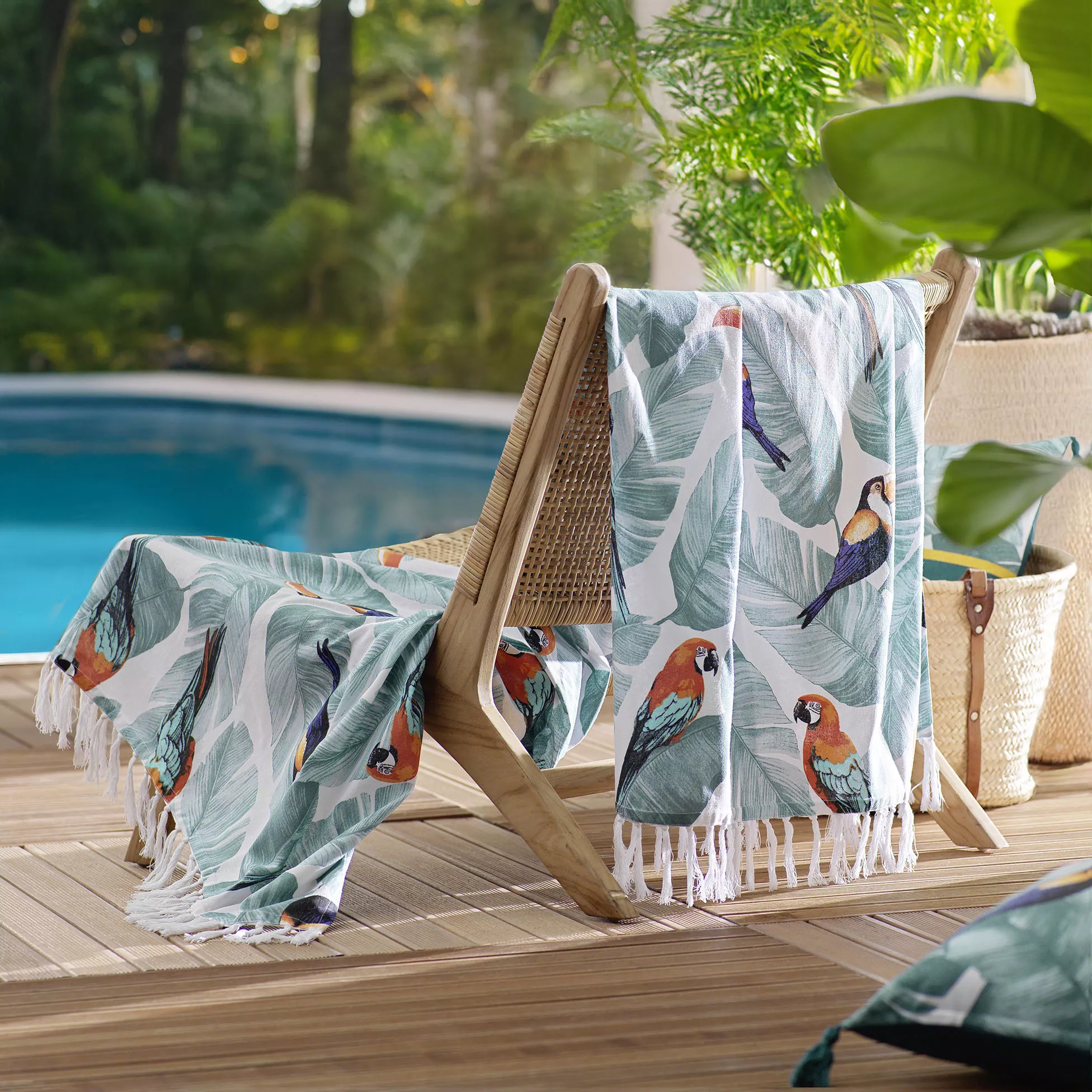 Plaid à franges perroquet OUTDOOR