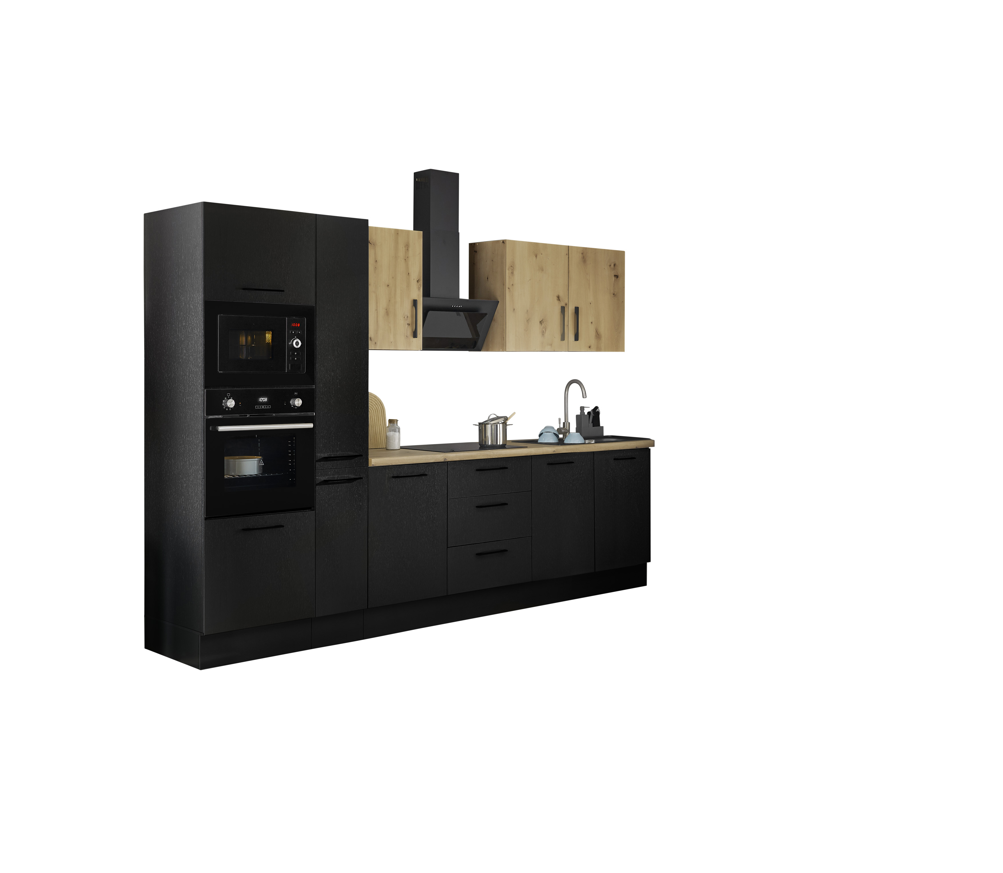 Bloc cuisine avec électroménager CORNWALL (bloc cuisine-four-micro-ondes) X