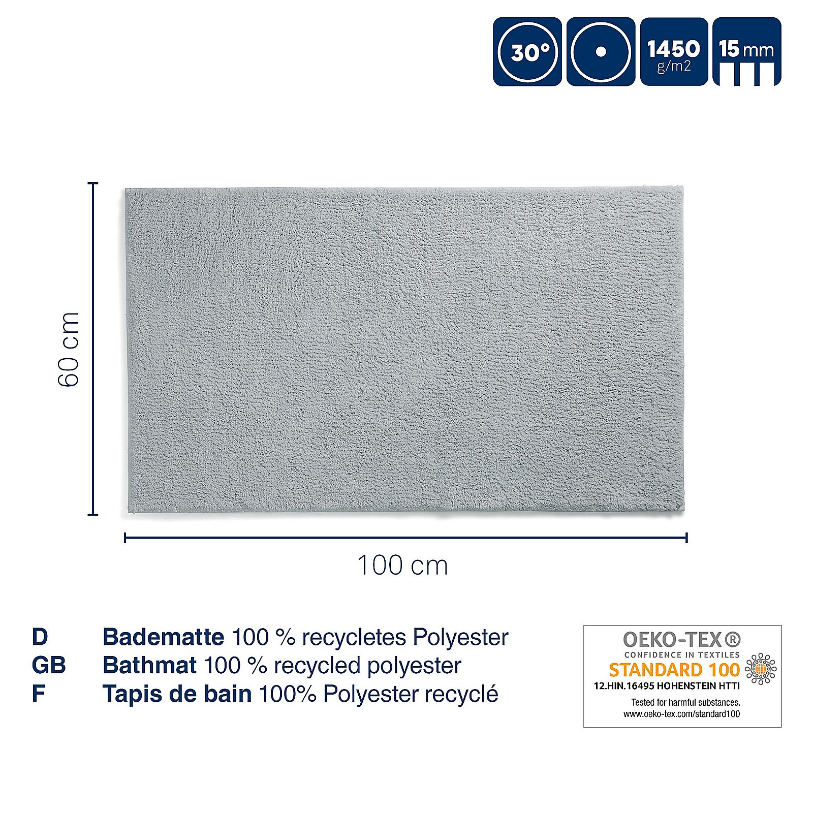 Tapis de bain bleu givré MAJA Tapis de bain bleu givré MAJA