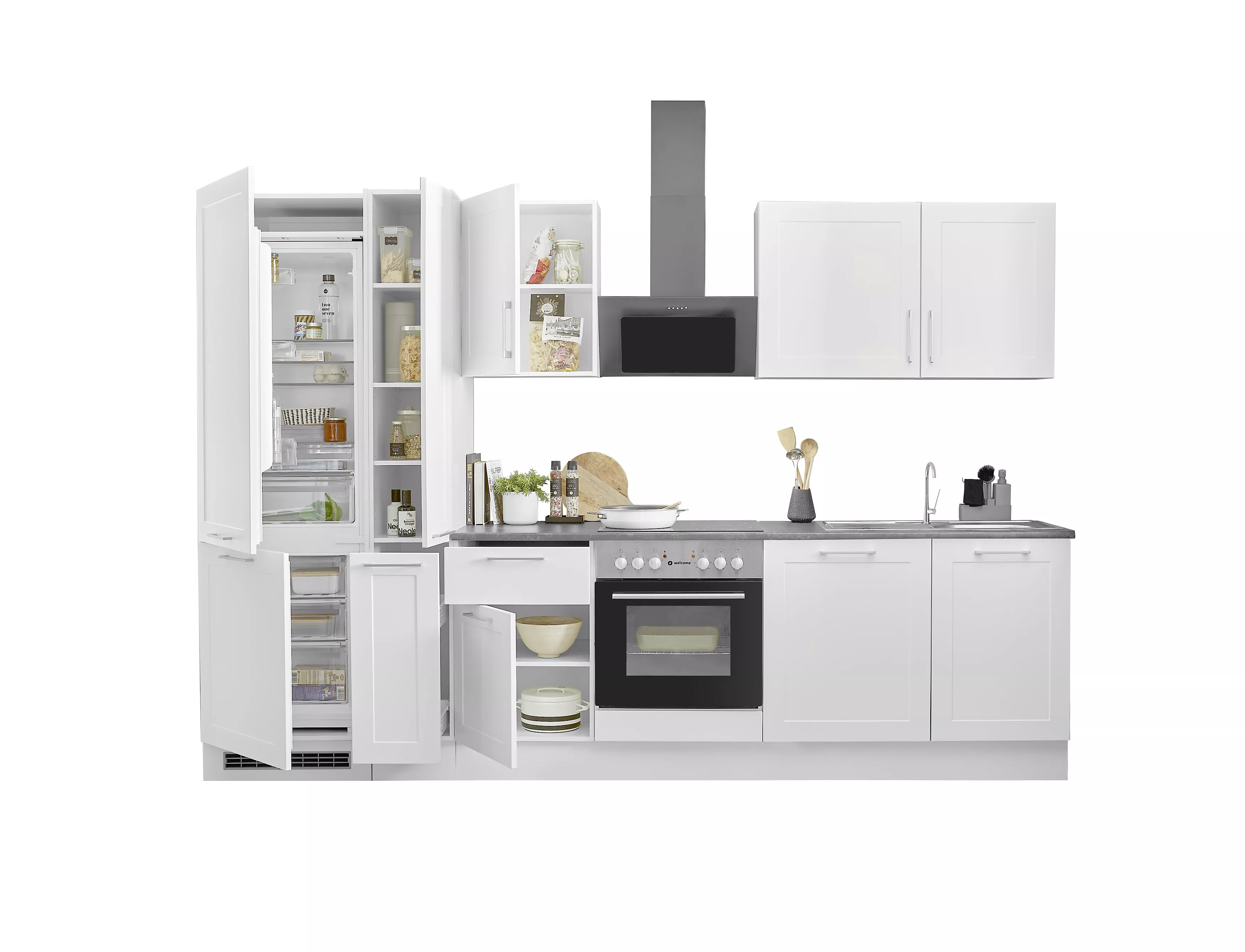 Bloc cuisine avec électroménager HASTINGS (bloc cuisine-frigo-armoire coulissante) I