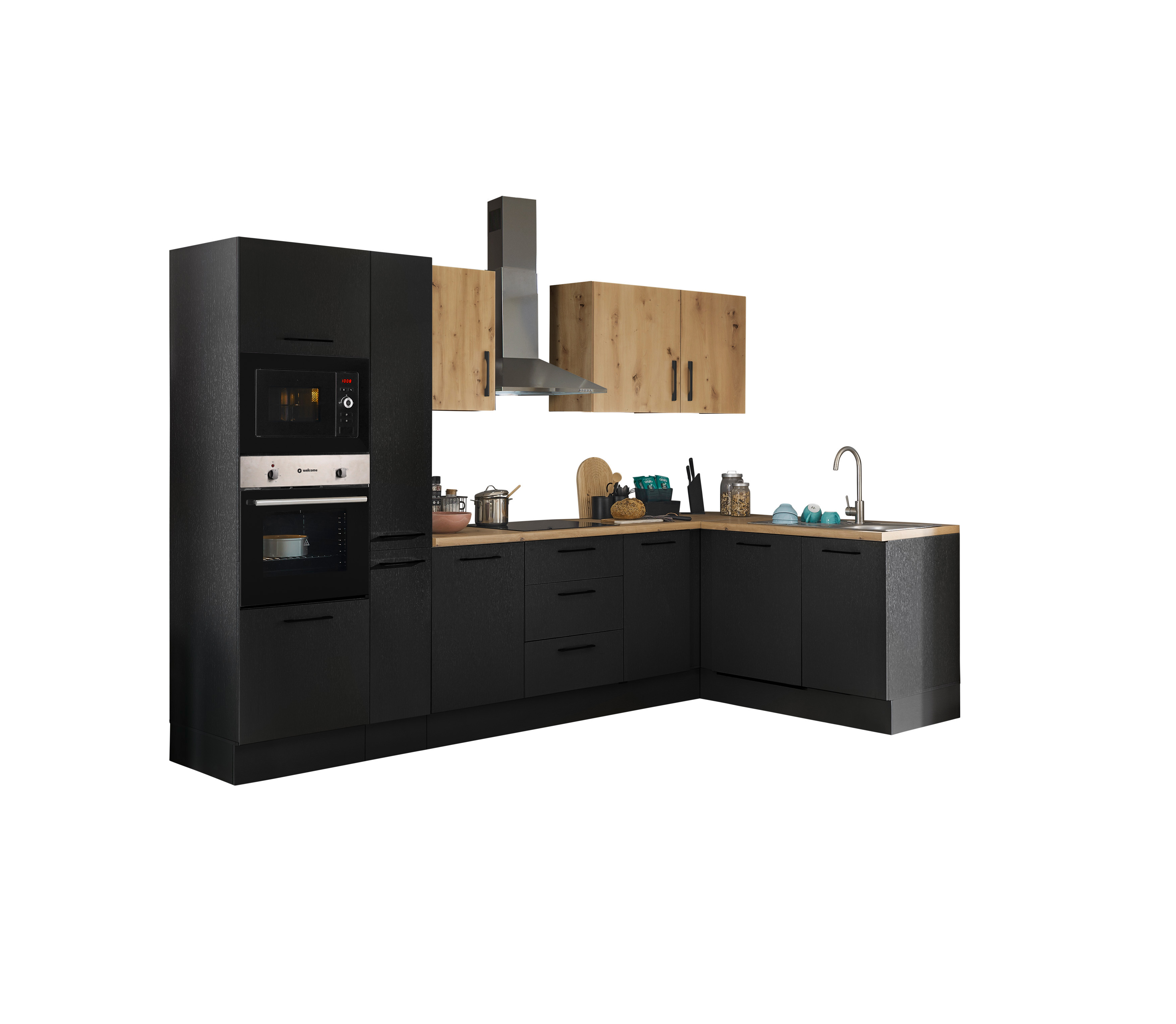 Bloc cuisine avec électroménager CORNWALL (cuisine d'angle-four-lave-vaisselle-micro-ondes) VII Bloc cuisine avec électroménager CORNWALL (cuisine d'angle-four-lave-vaisselle-micro-ondes) VII