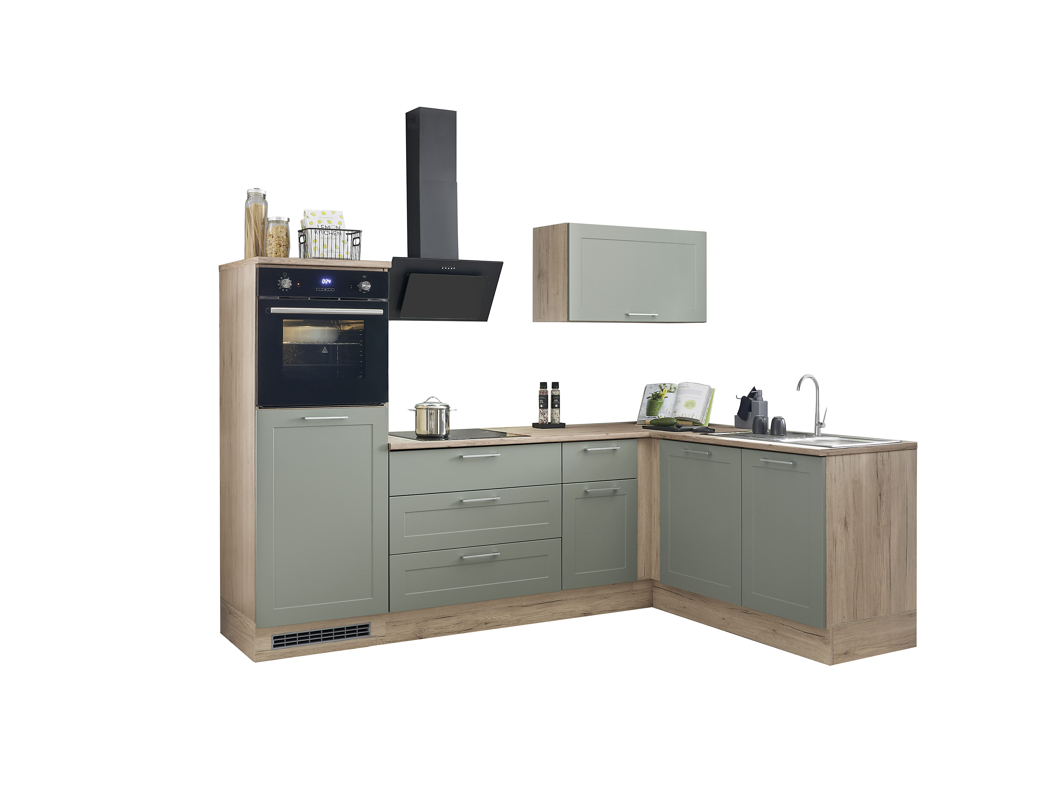 Bloc cuisine avec électroménager HASTINGS (cuisine d'angle - meuble colonne) II Bloc cuisine avec électroménager HASTINGS (cuisine d'angle - meuble colonne) II