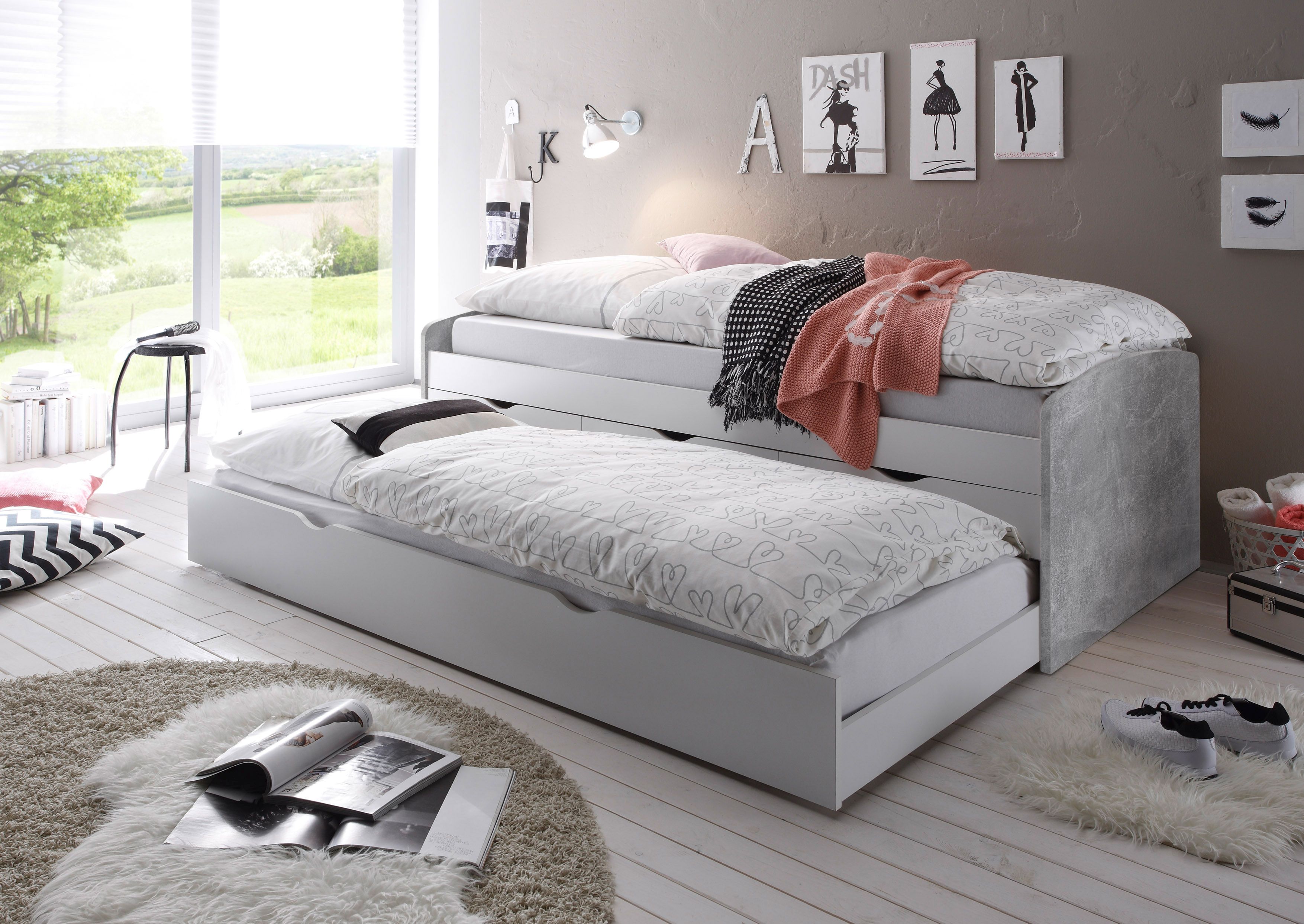 Lit gigogne avec rangement 90 x 200 cm NESSI