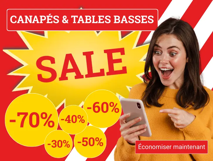 Canapés et tables basses jusqu'à 70 % de réduction