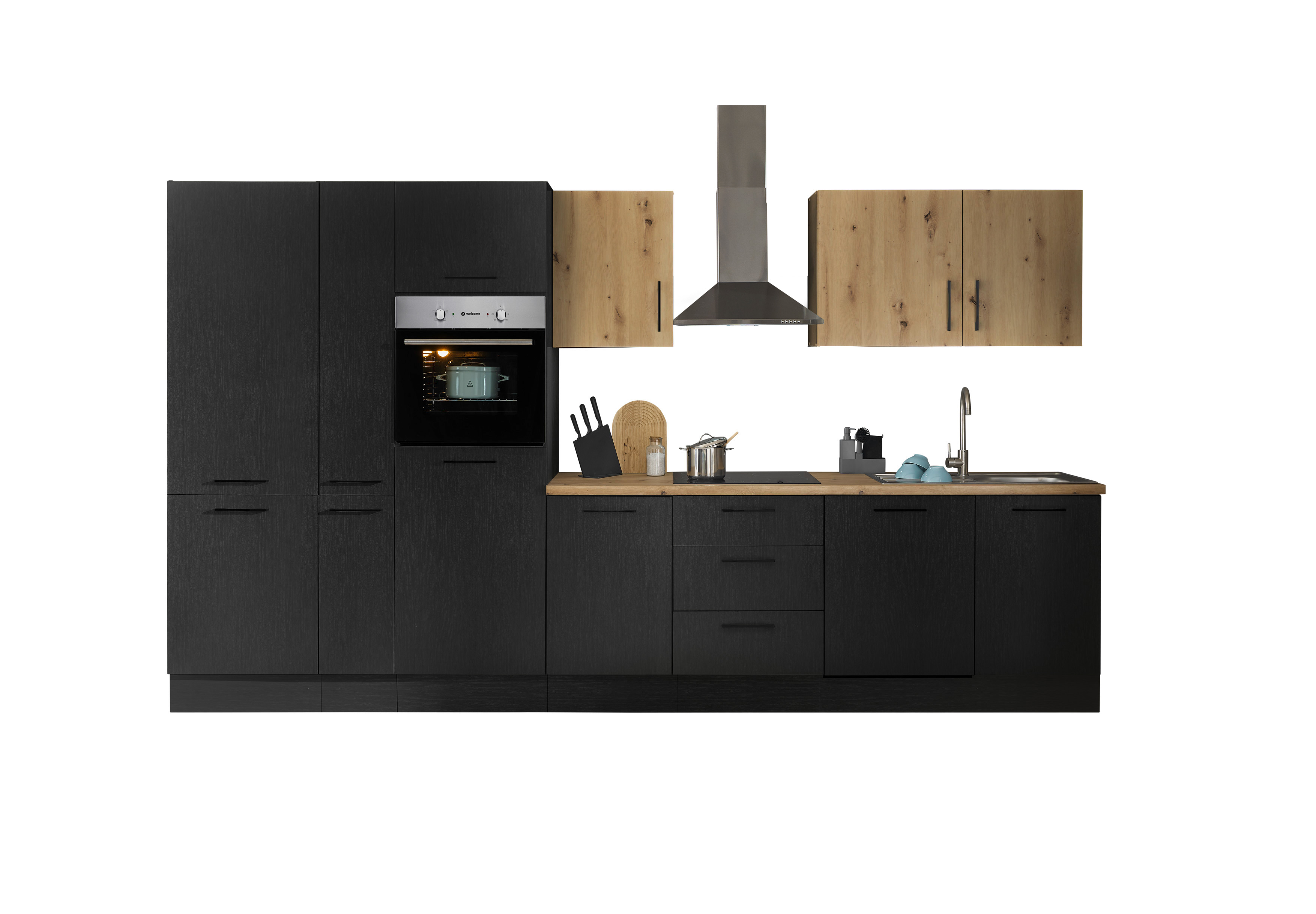 Bloc cuisine avec électroménager CORNWALL (bloc cuisine-four-lave-vaisselle-réfrigérateur-armoire coulissante) VII Bloc cuisine avec électroménager CORNWALL (bloc cuisine-four-lave-vaisselle-réfrigérateur-armoire coulissante) VII