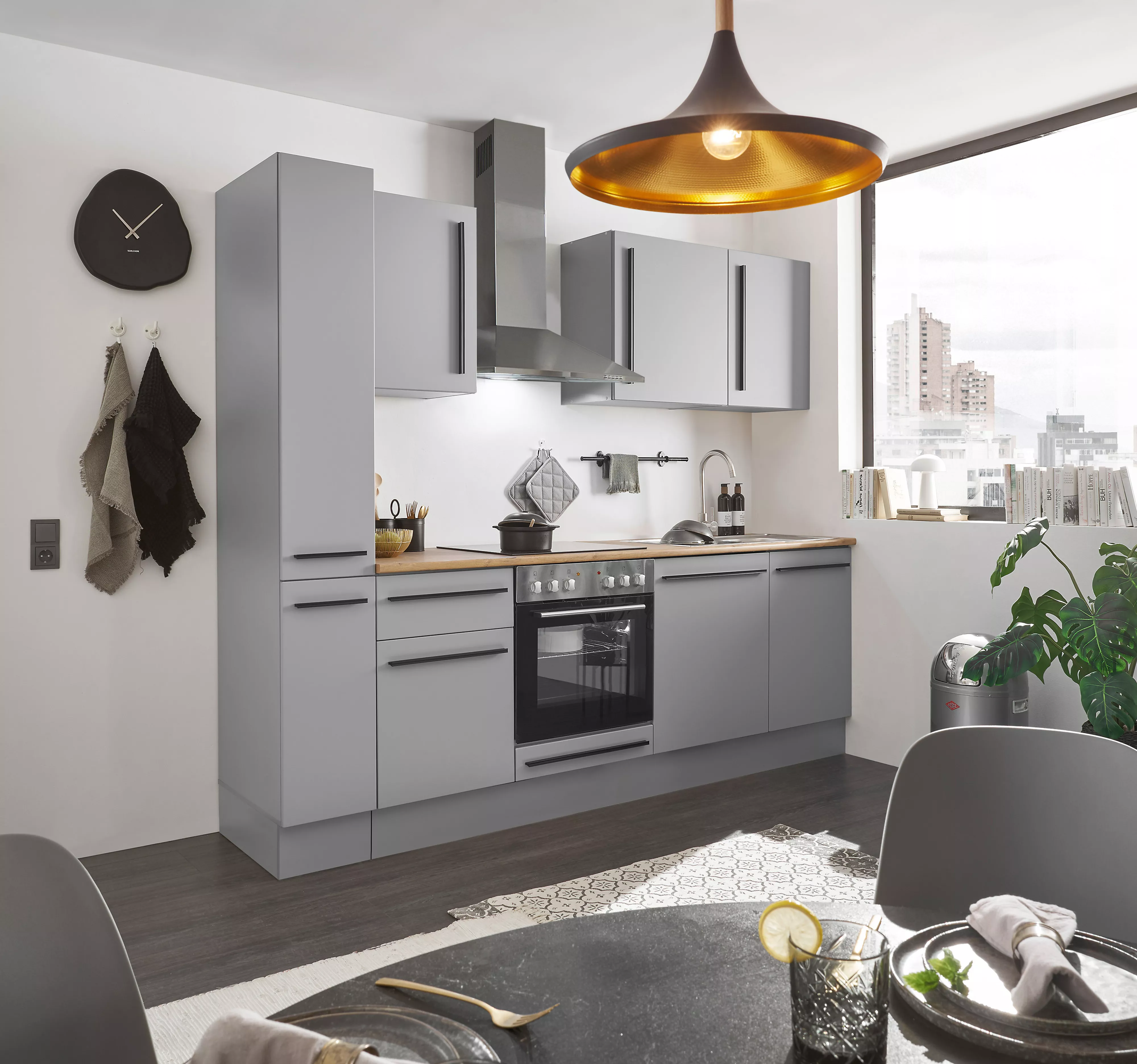 Bloc cuisine avec électroménager MANCHESTER (bloc cuisine-armoire coulissante) I