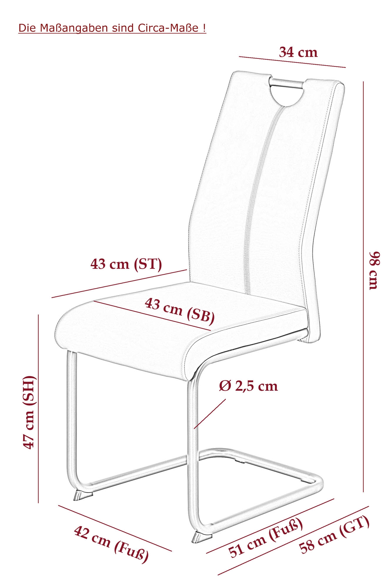 Chaise à piètement luge CORINNA S