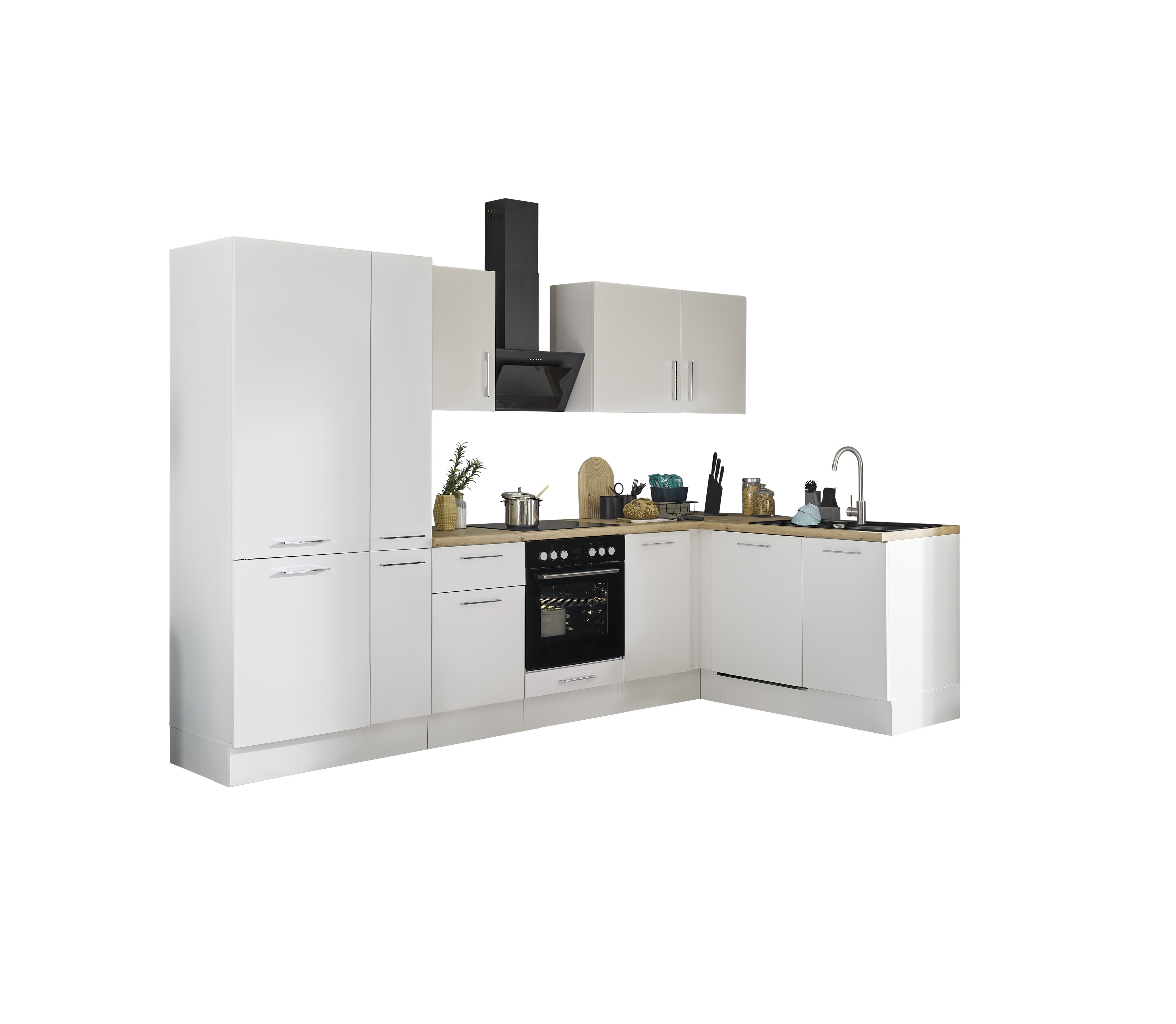 Bloc cuisine avec électroménager CORNWALL (cuisine d'angle-lave-vaisselle-réfrigérateur-armoire coulissante) II Bloc cuisine avec électroménager CORNWALL (cuisine d'angle-lave-vaisselle-réfrigérateur-armoire coulissante) II