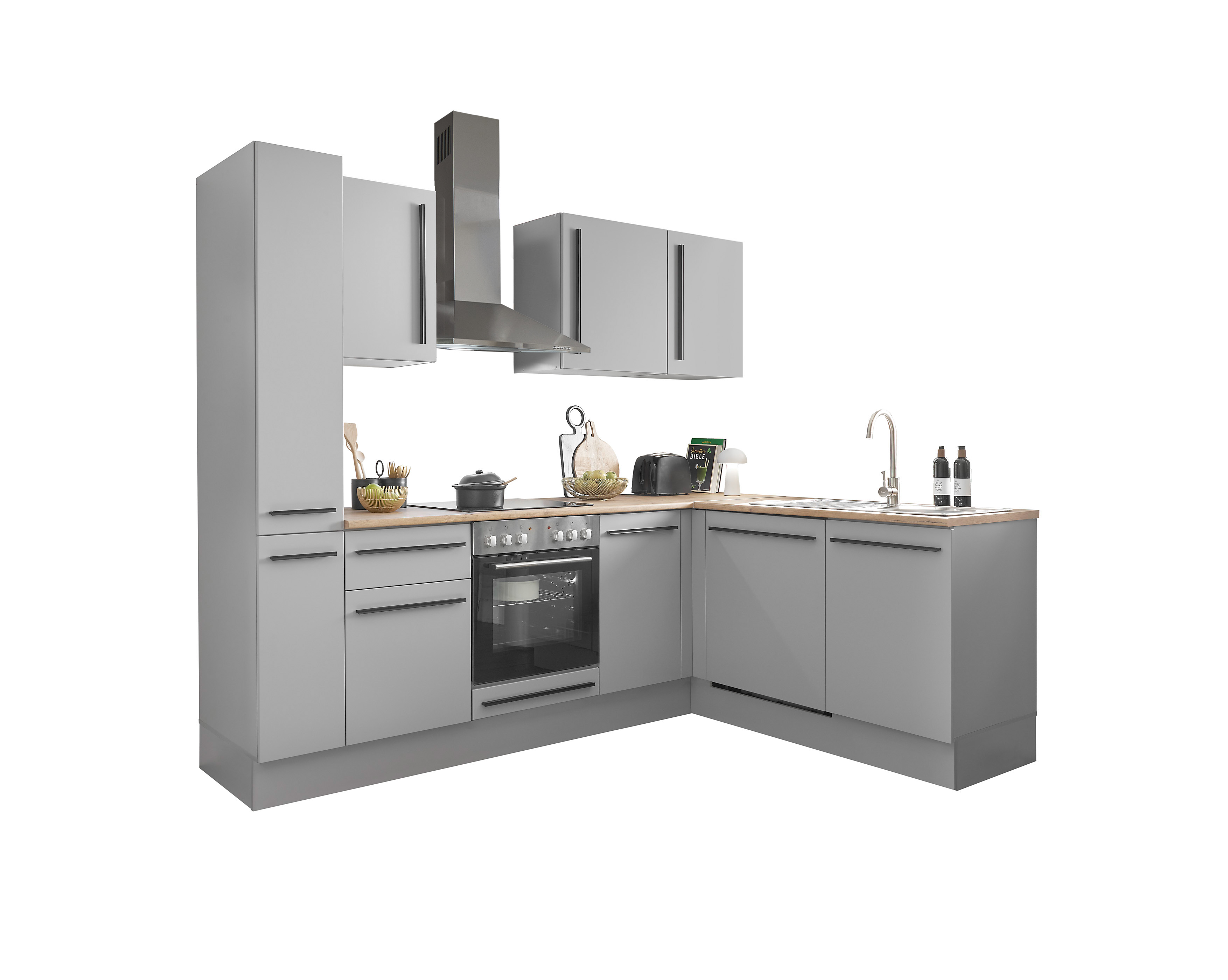 Bloc cuisine avec électroménager MANCHESTER (angle-armoire coulissante) I Bloc cuisine avec électroménager MANCHESTER (angle-armoire coulissante) I