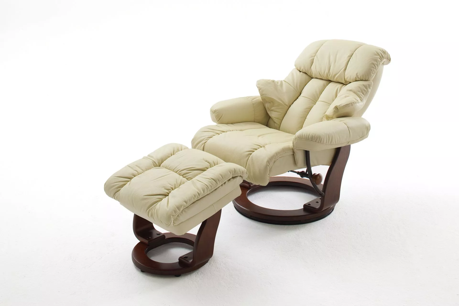 Fauteuil relax avec repose-pied CALGARY | crème - ton noyer | 424514-1