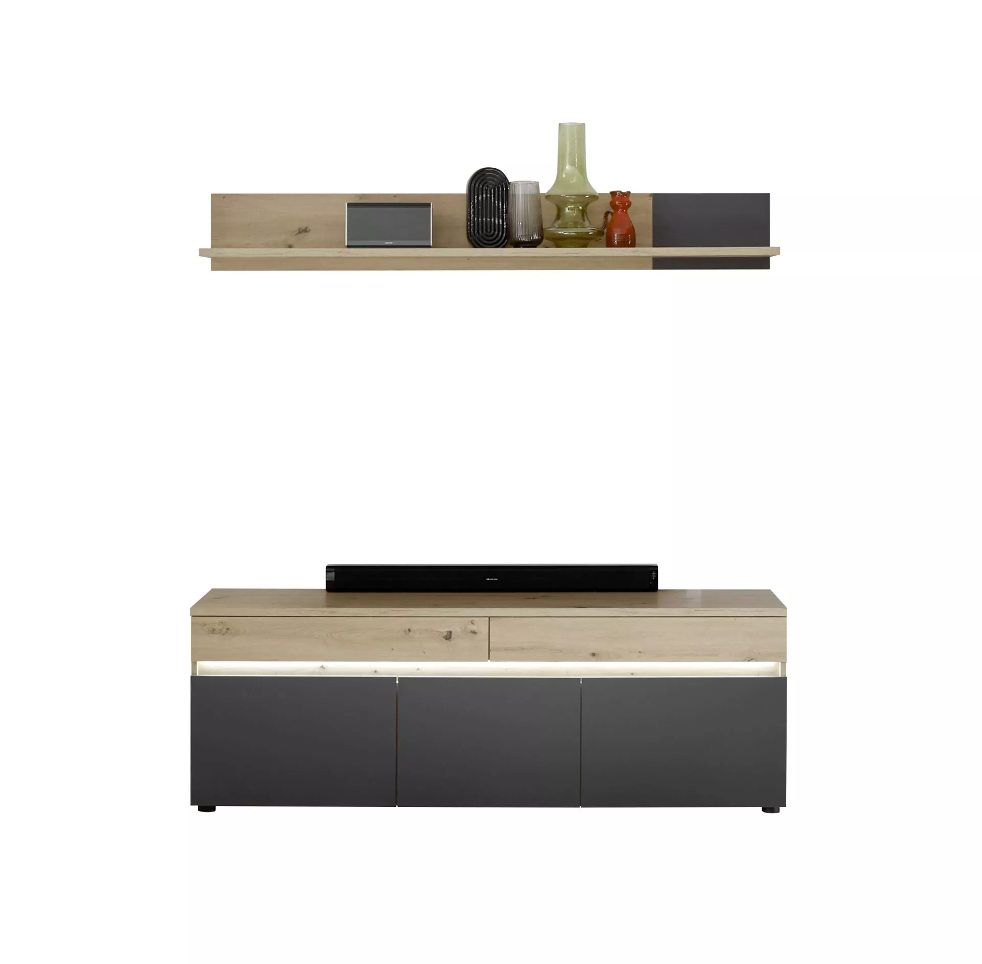 Banc TV avec étagère murale DUBLIN 5242980